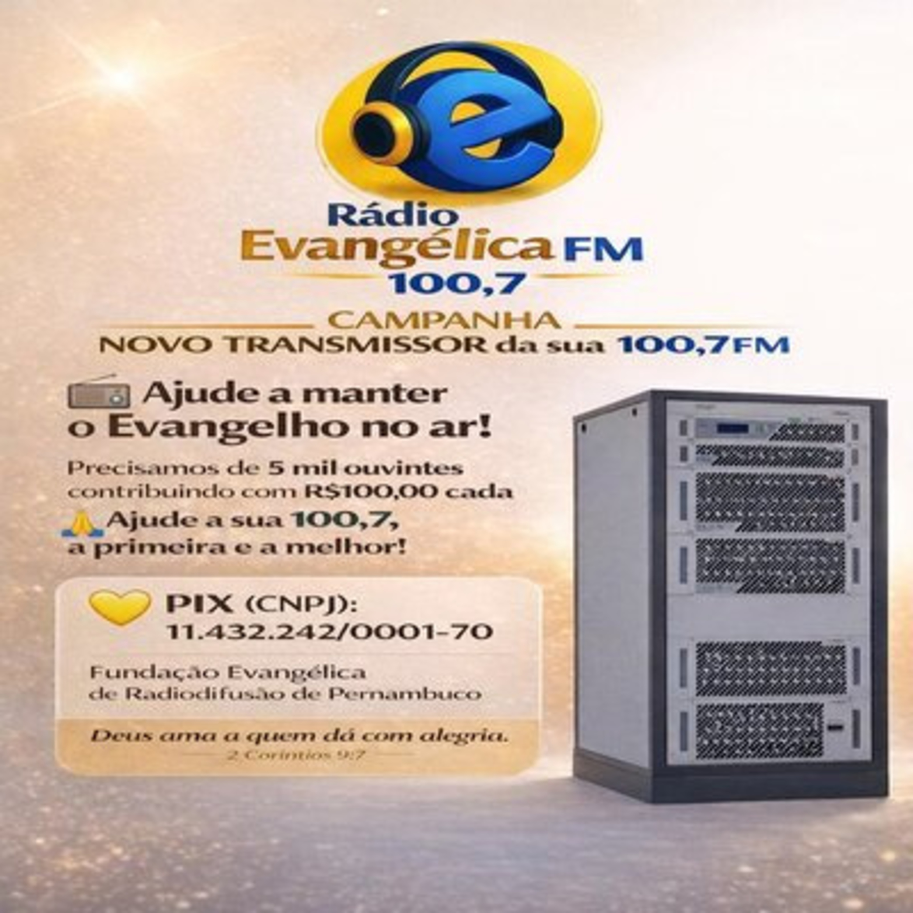 CAMPANHA NOVO TRANSMISSOR   RÁDIO EVANGÉLICA FM   RECIFE   PE