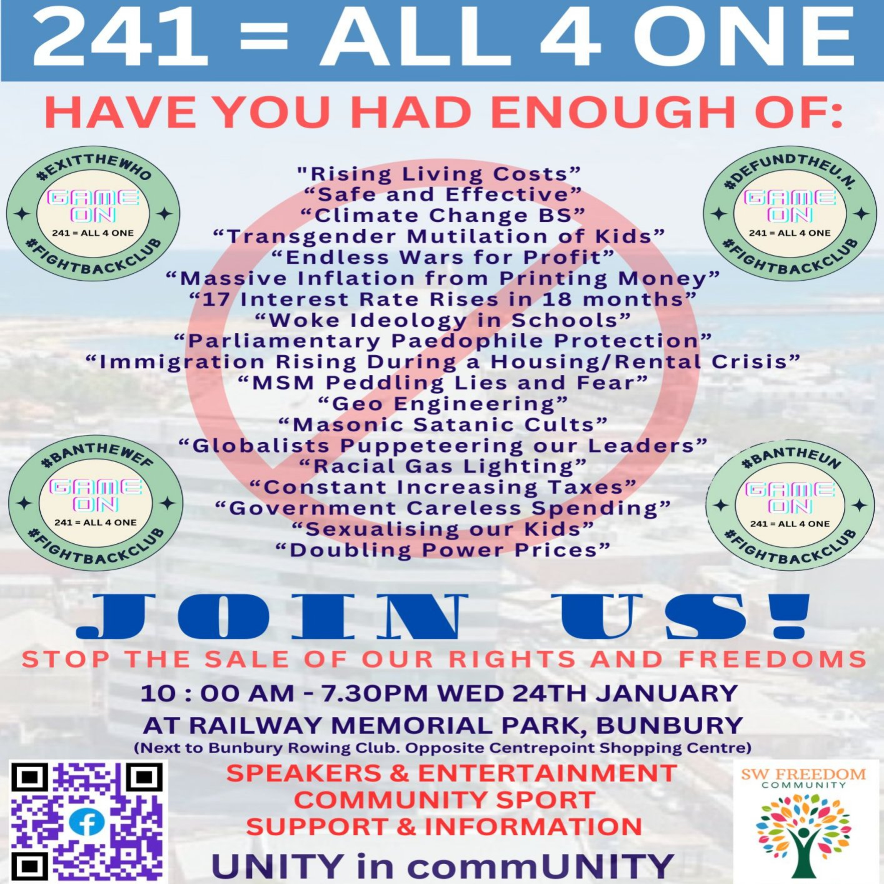 241 - Bunbury 24 Jan 2024 - Stop the sale of our rights and freedoms episode artwork