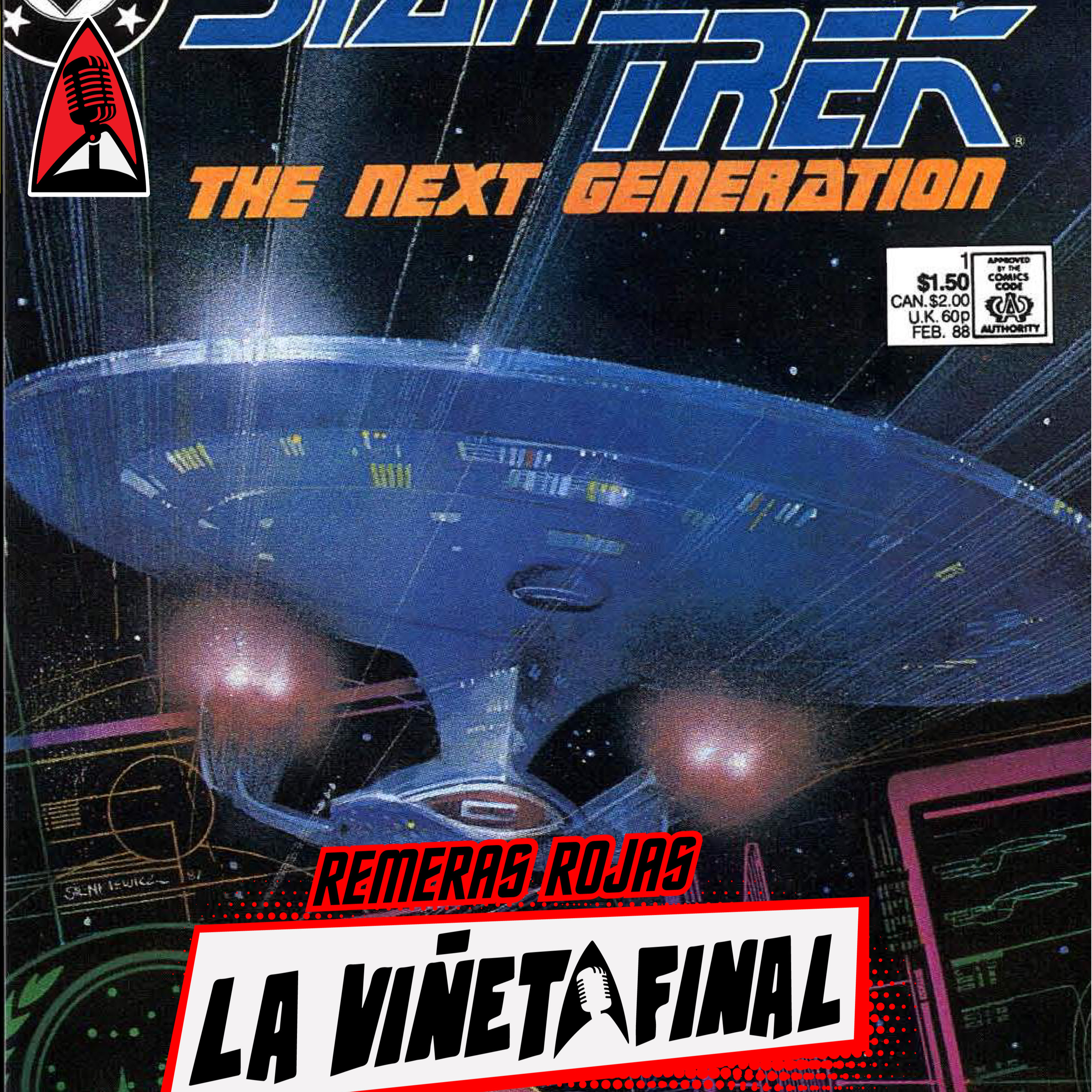 La viñeta final T01E19: Reseña del comic de Star Trek TNG "Where No One Has Gone Before" episode artwork