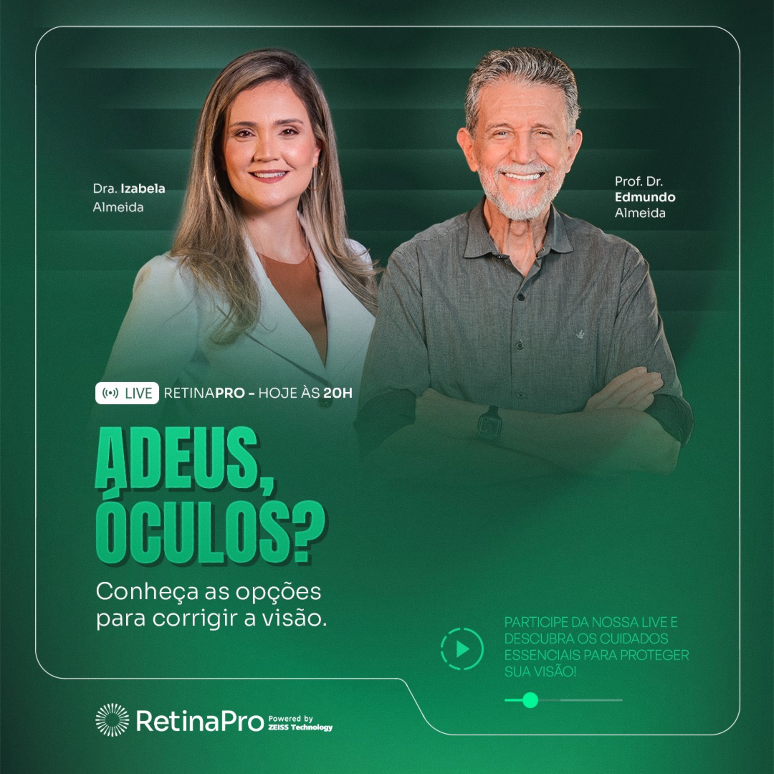 #223 - ADEUS, ÓCULOS? 👓 | Conheça as opções para corrigir a visão - Dra. Izabela Almeida e o Prof. Dr. Edmundo Almeida episode artwork
