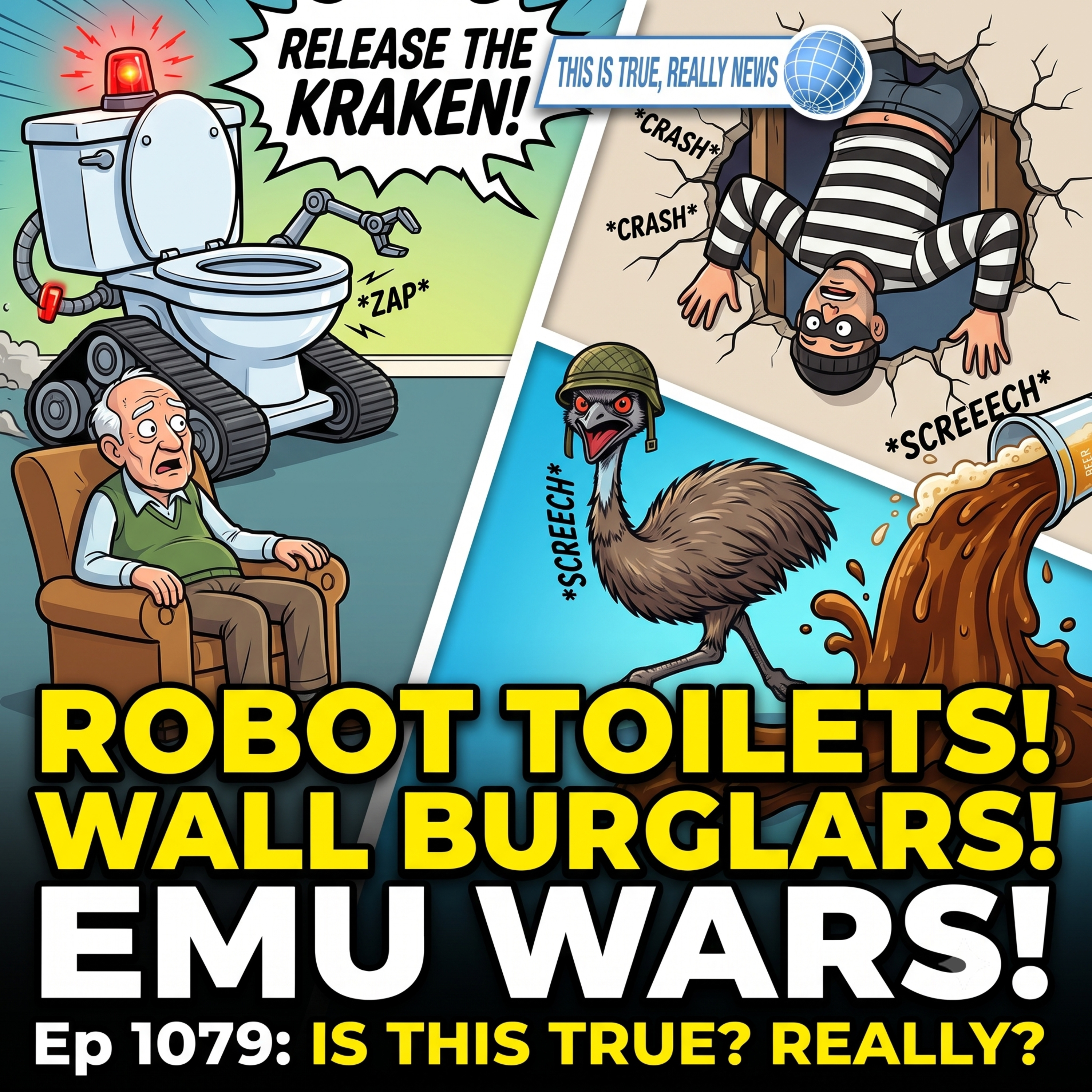 Self-Driving Toilets, Emu Wars & The World's Worst Burglar | This is True Really News Ep 1079 episode artwork
