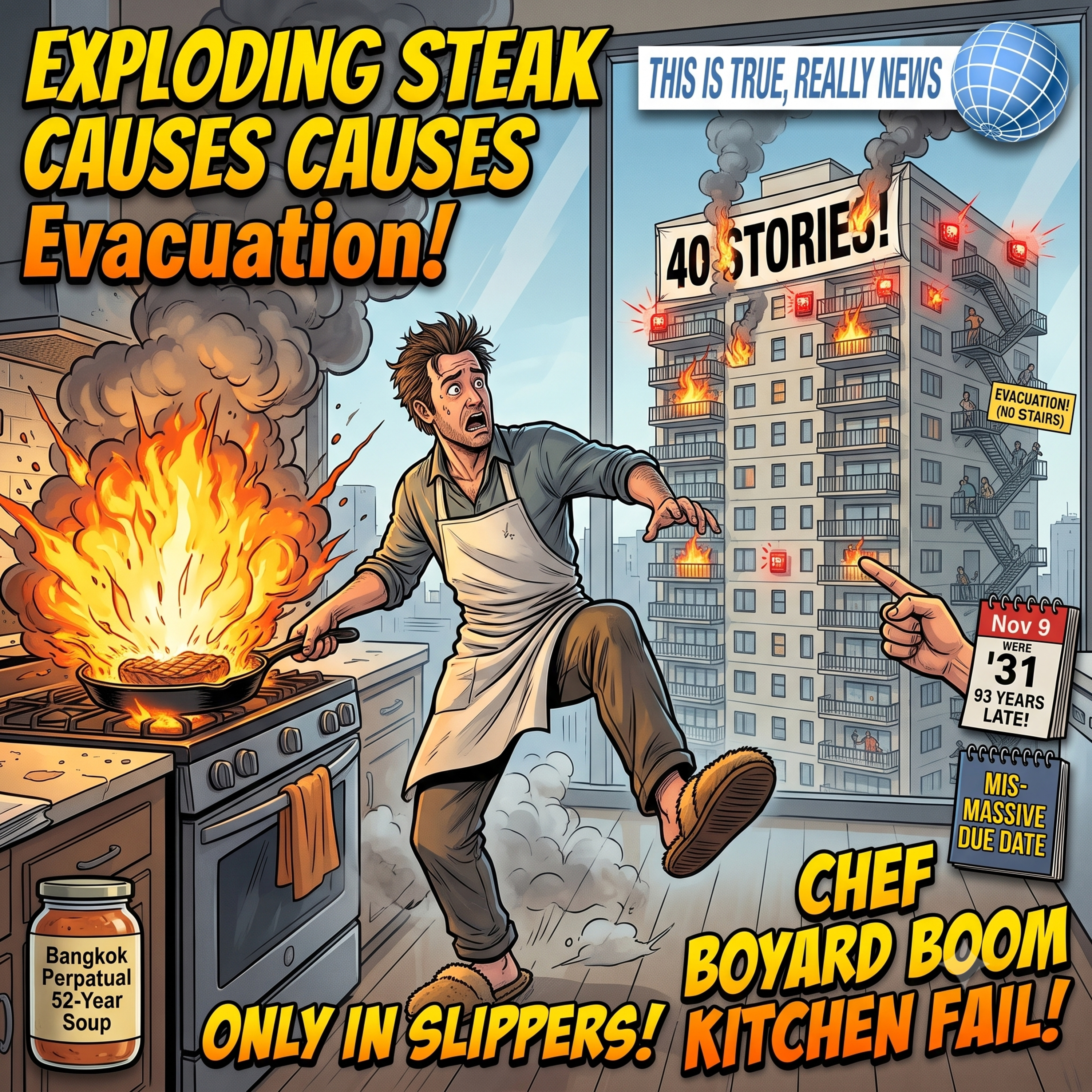 Exploding Steak Causes 40-Story Evacuation! | This is True Really News Ep 1082 episode artwork