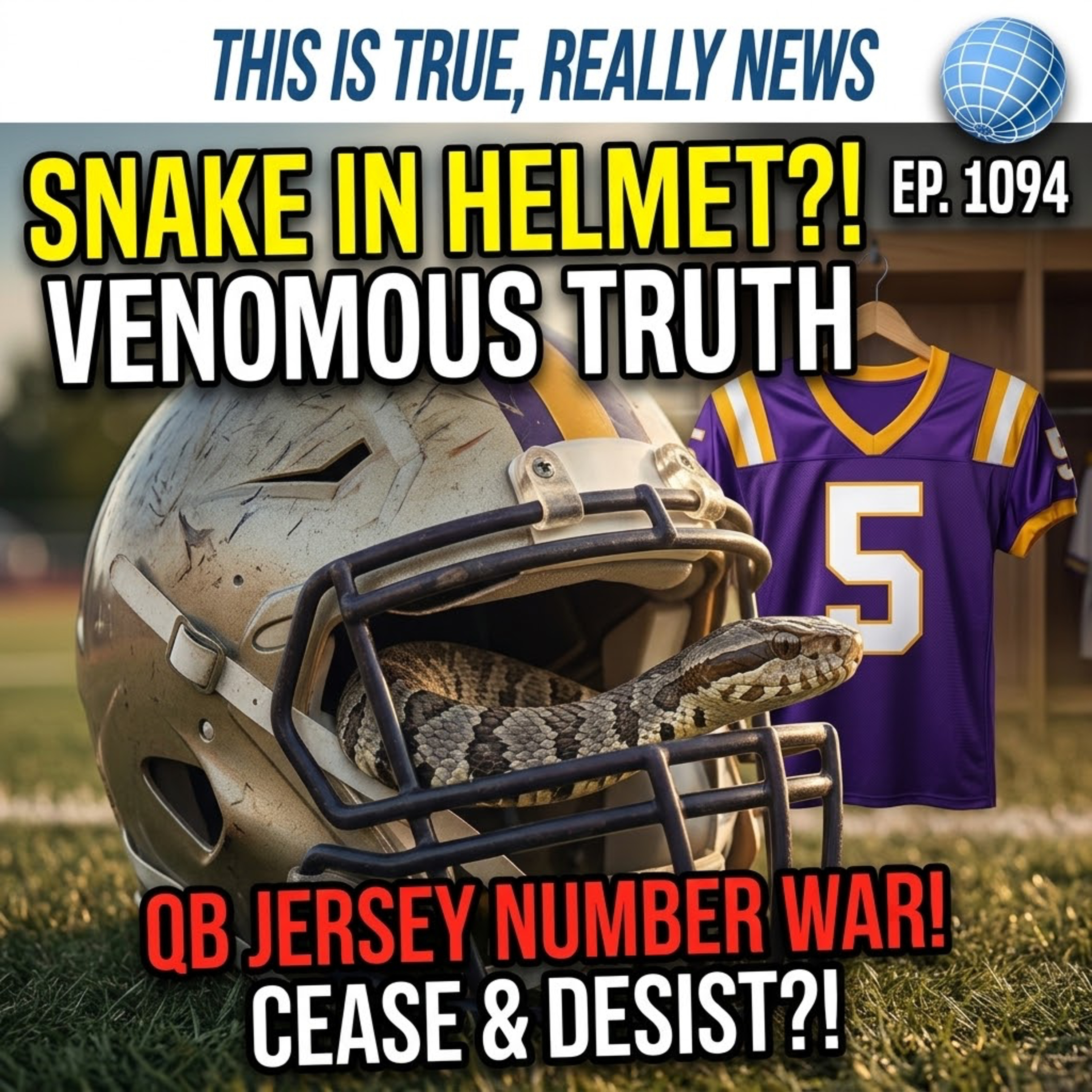 Snake in a Football Helmet?! & Jayden Daniels’ Jersey Drama | This is True Really News Ep. 1094 episode artwork