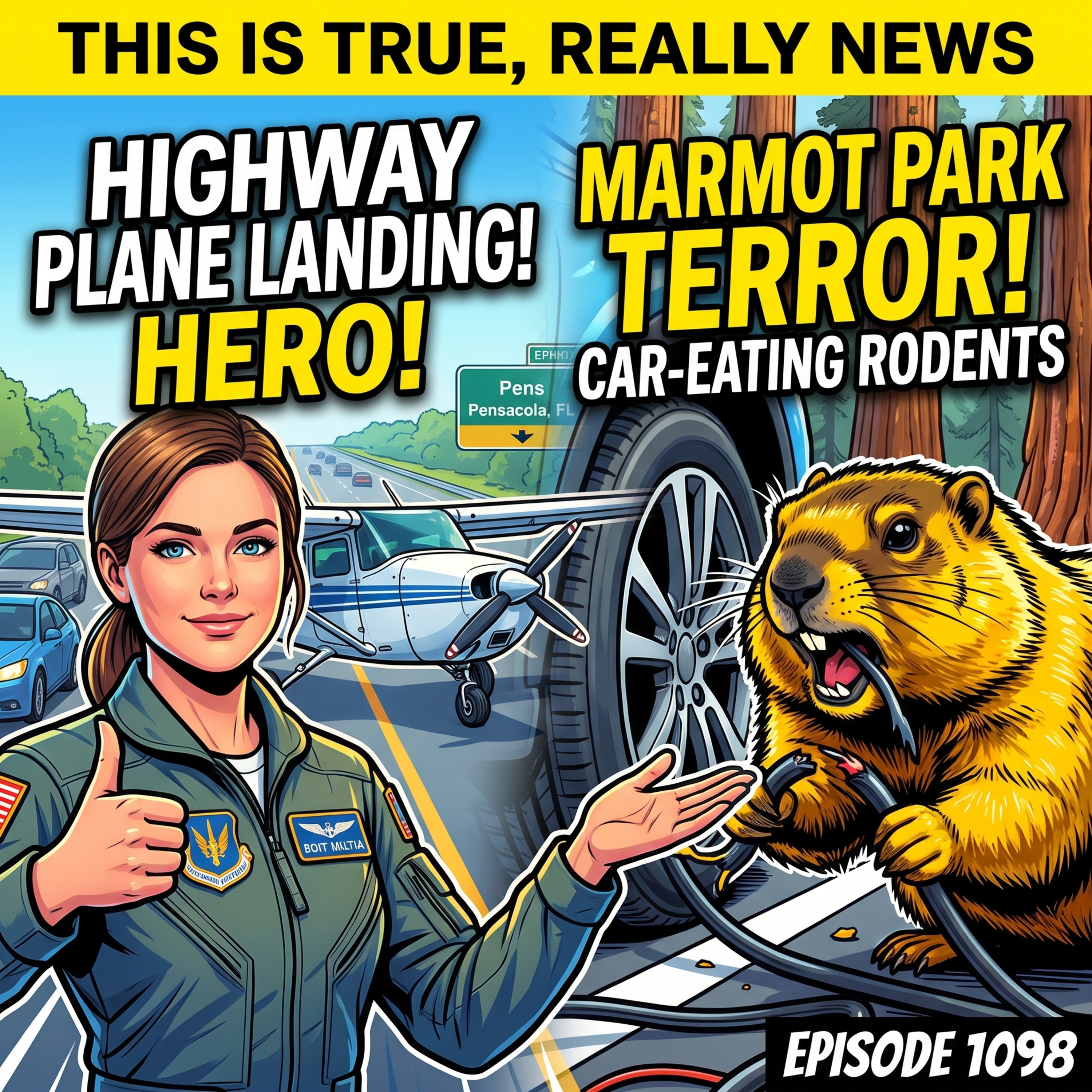 Highway Plane Landings, Marmot Menaces & Long-Lost Sisters | This Is True Really News Ep 1098 episode artwork