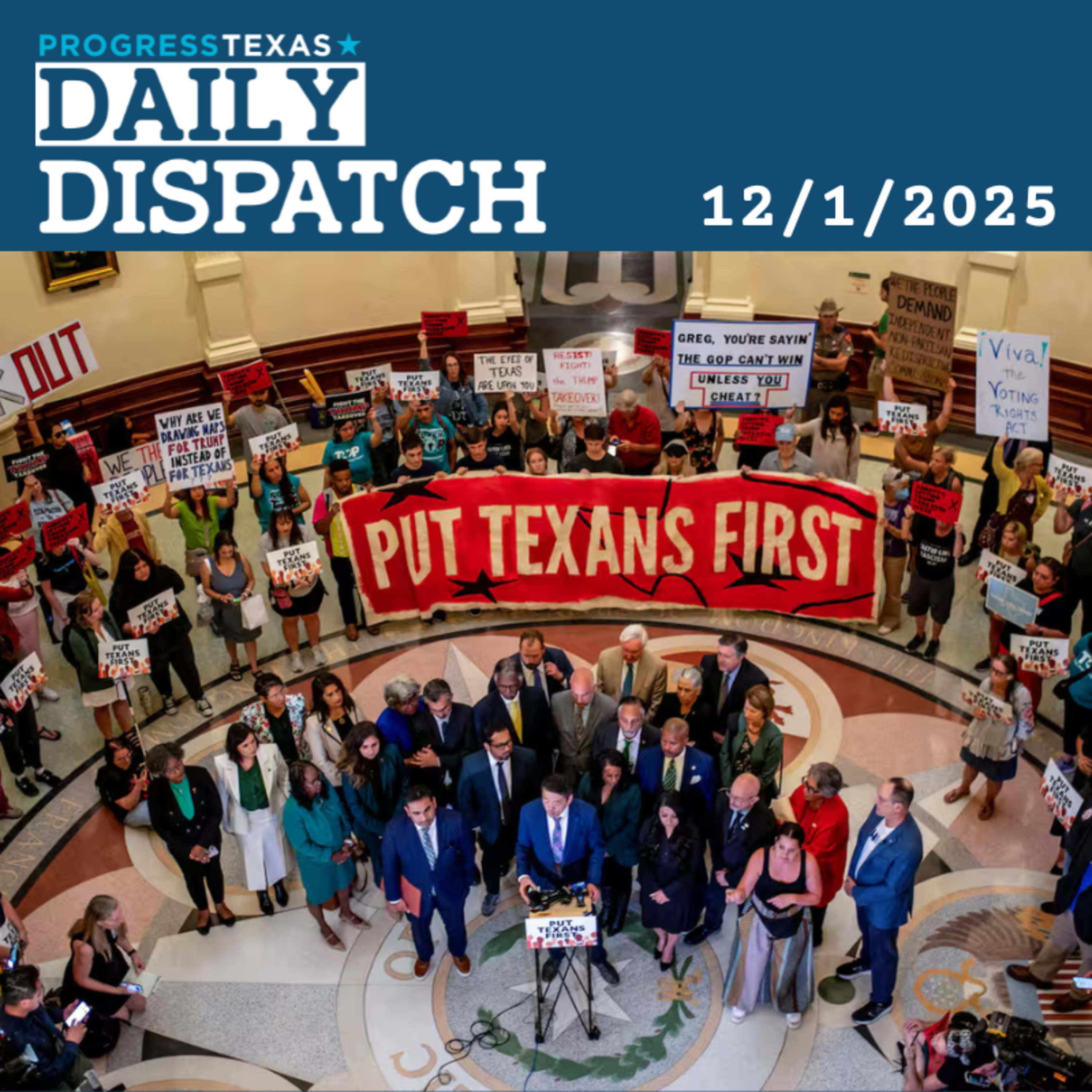 Daily Dispatch 12/1/25: GOP Texas Gerrymander Likely To Stand, But Unlikely To Benefit Trump - And More episode artwork