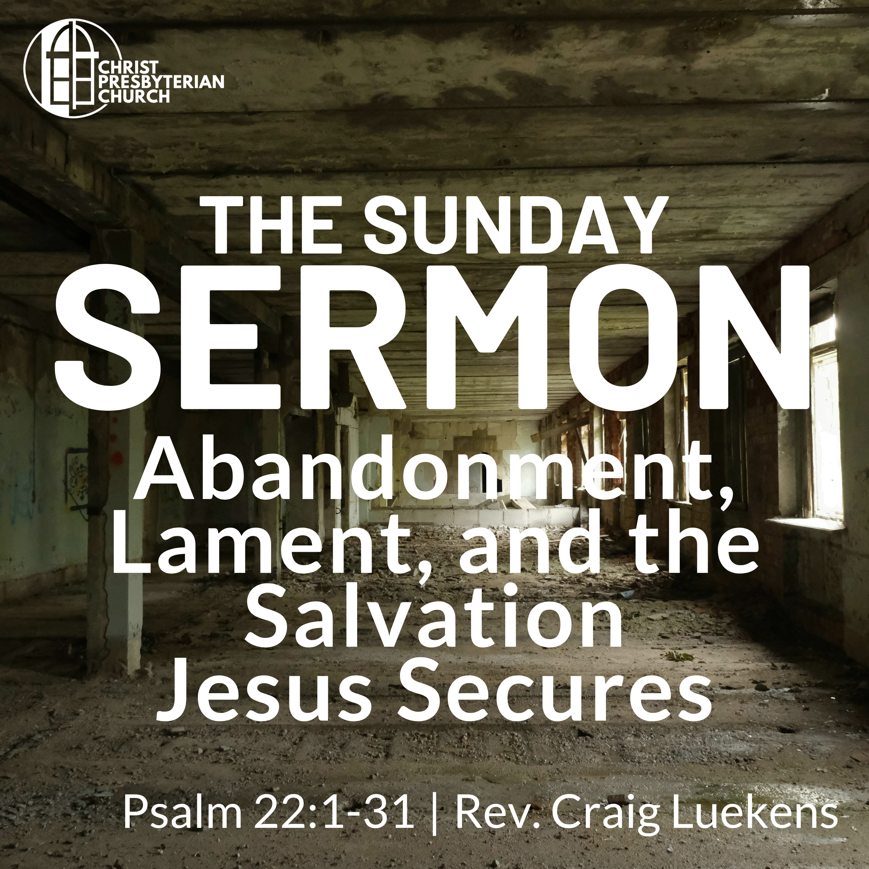 Abandonment, Lament, and the Salvation Jesus Secures | The Sunday Sermon | Psalm 22: 1-37 | Rev. Craig Luekens episode artwork