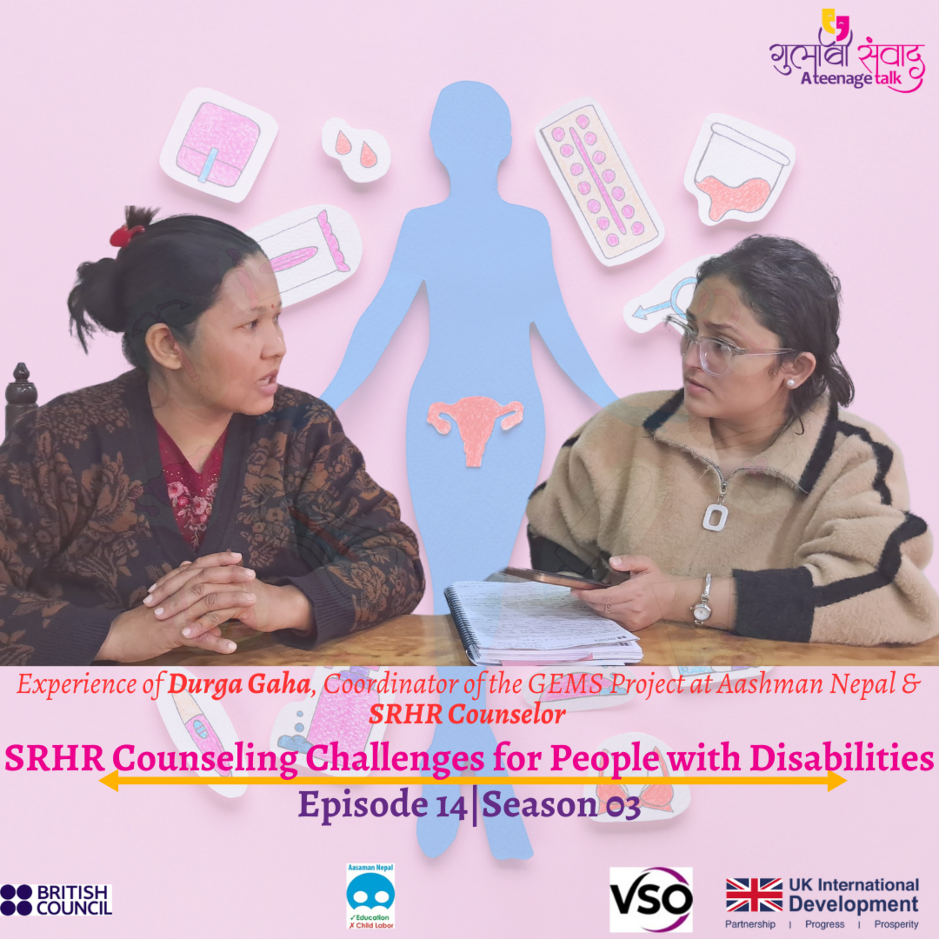 Episode 14, Season 03, SRHR Counseling Challenges for People with Disabilities, Podcast Gulabi Sambad episode artwork