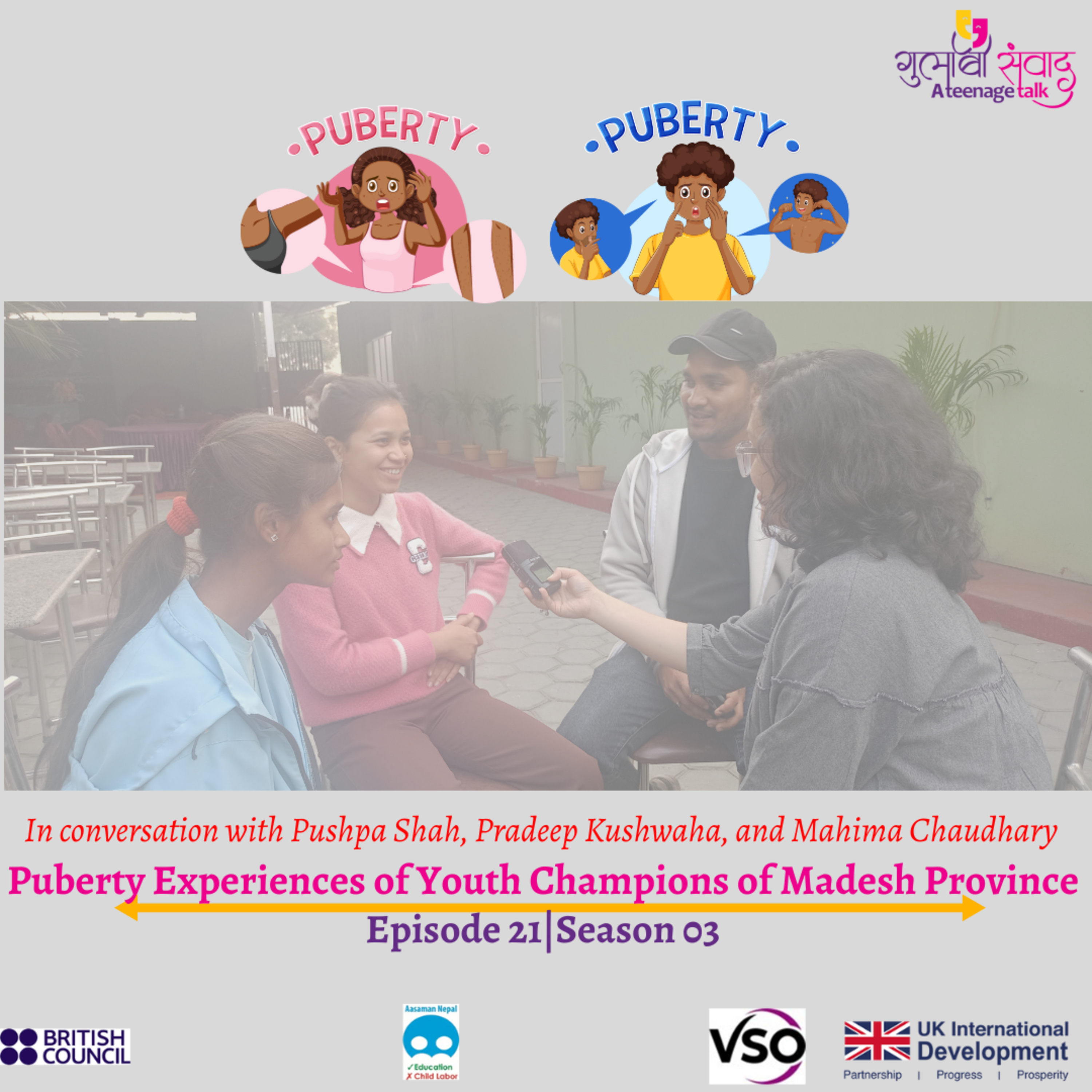 Episode 21, Season 03, Puberty Experiences of Youth Champions of Madesh Province, Podcast Gulabi Sambad episode artwork