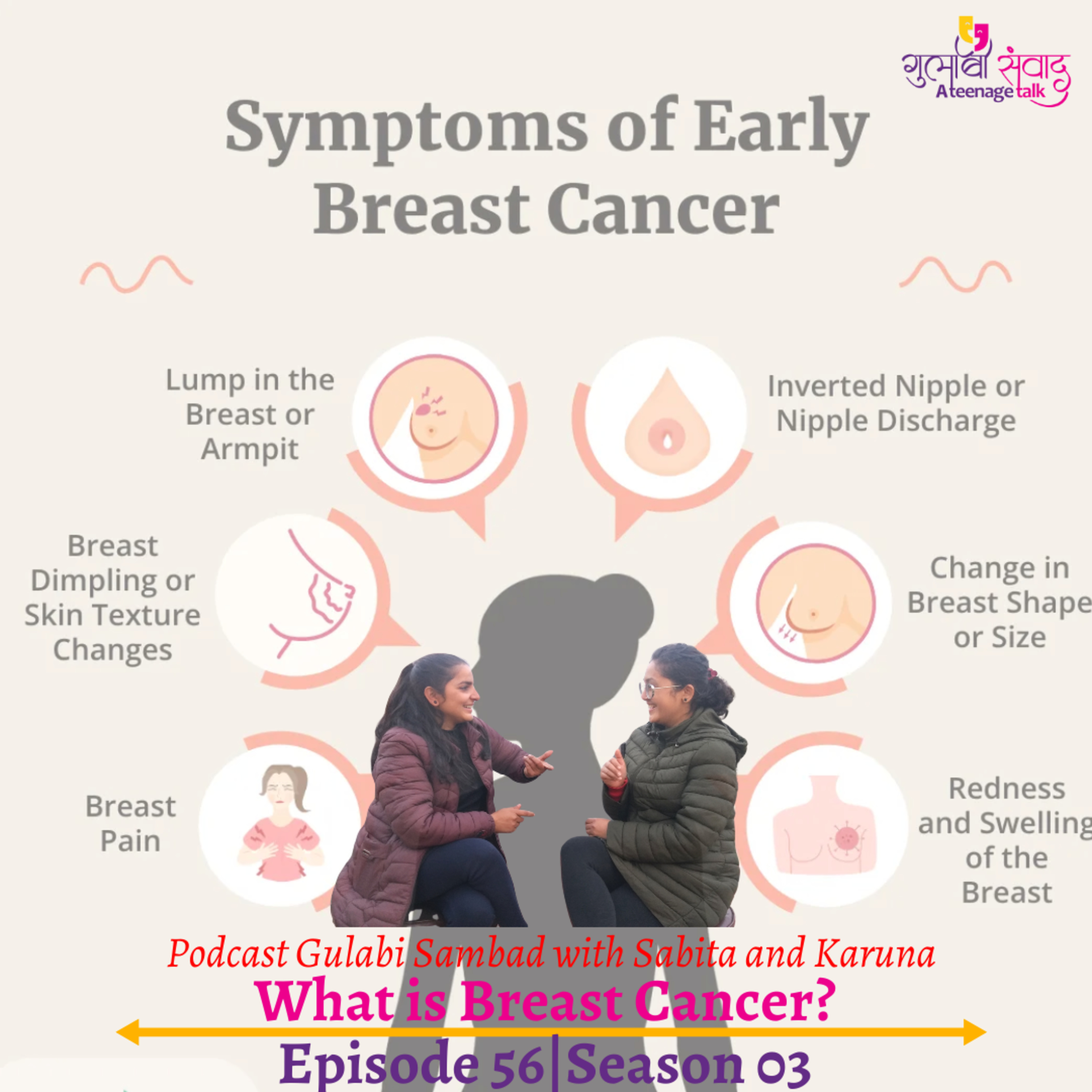 Episode 56, Season 03, Breast Cancer, Podcast Gulabi Sambad episode artwork