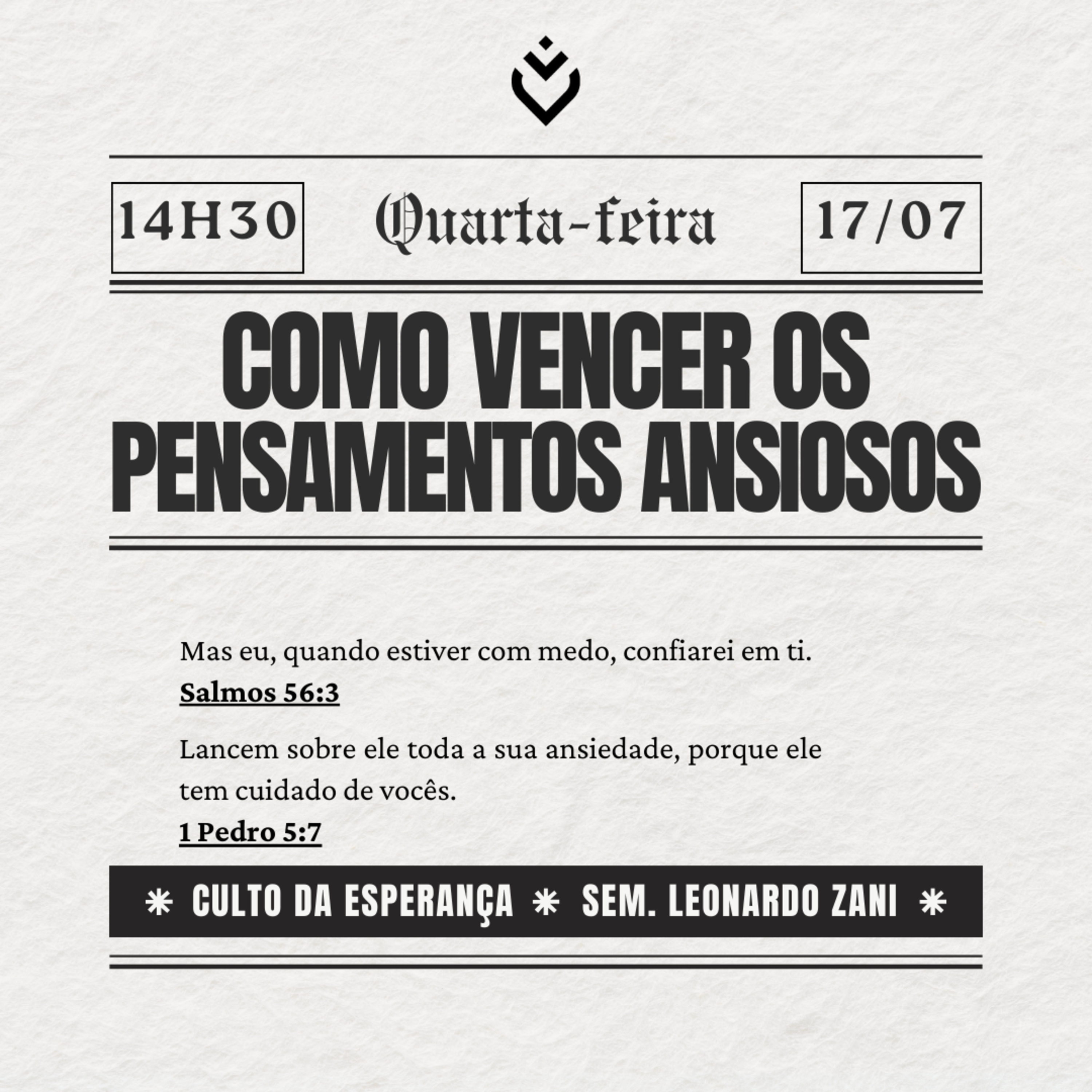 Como vencer os pensamentos ansiosos | QUARTA, 17/07/24 episode artwork