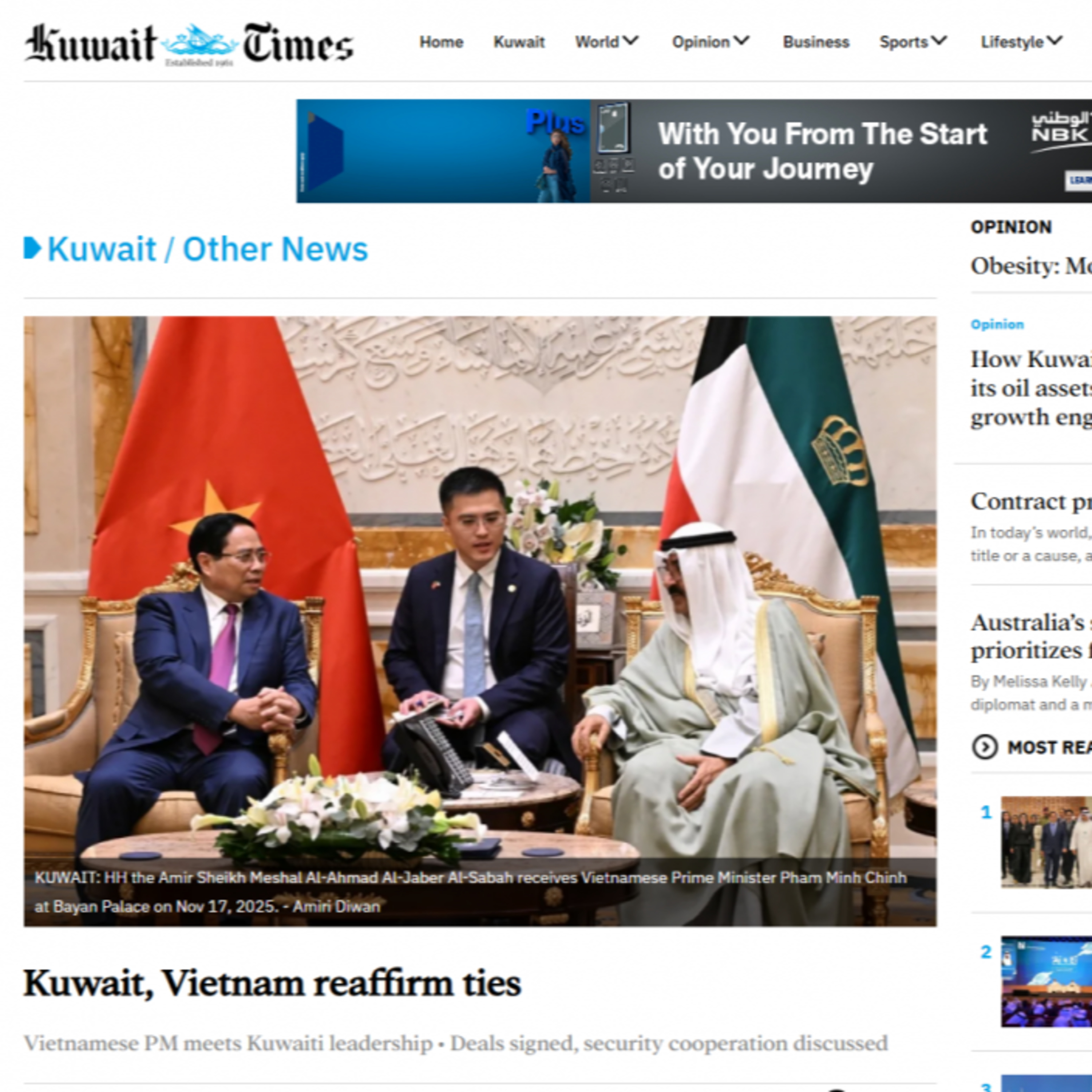 Tin quốc tế - Truyền thông Kuwait đưa tin đậm nét về chuyến thăm của Thủ tướng Phạm Minh Chính
