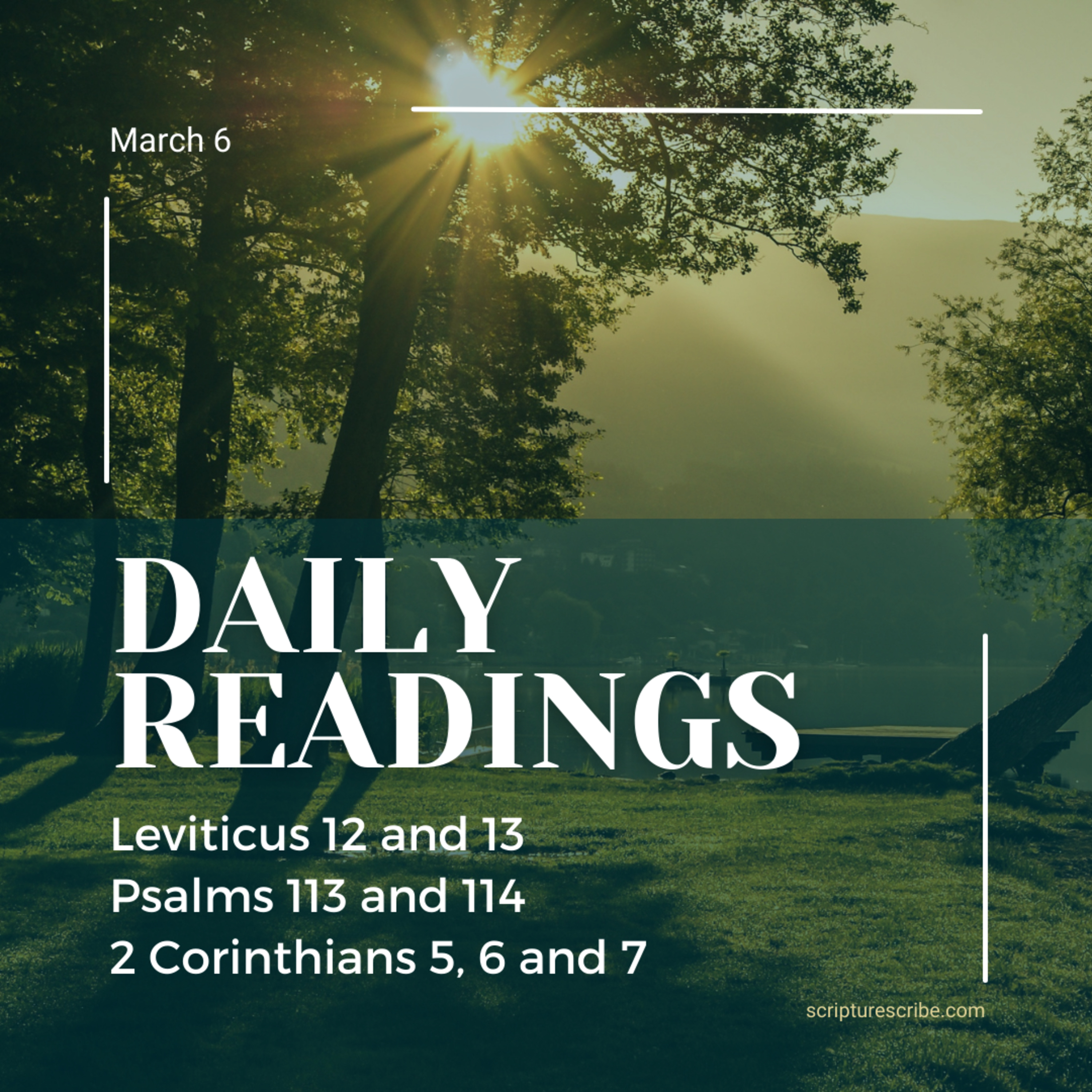 Thoughts on the readings for March 6th (Leviticus 12, 13, Psalm 113, 114, 2 Corinthians 5, 6, 7) episode artwork