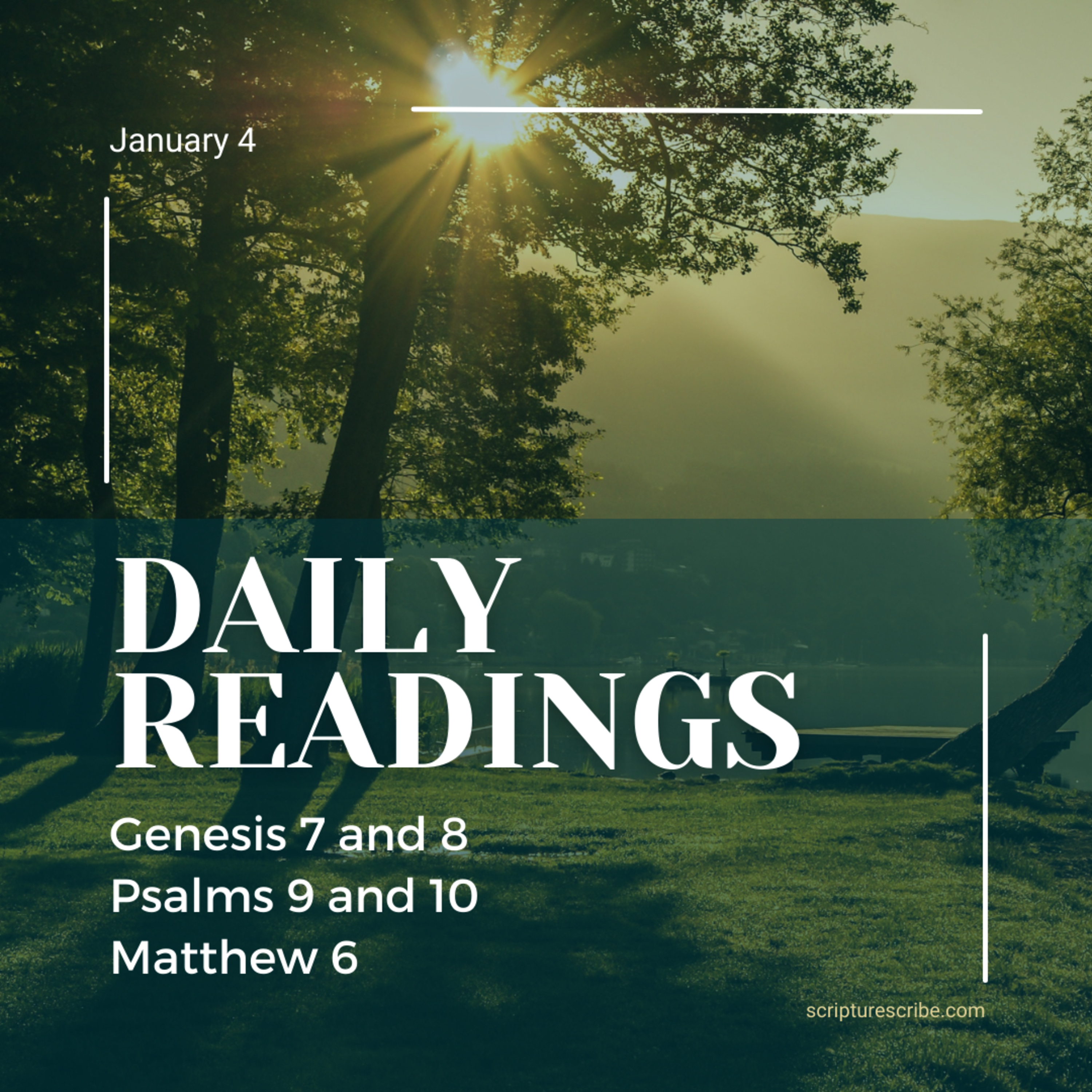 Thoughts on the Bible Readings for January 4th (Genesis 7, 8; Psalms 9, 10; Matthew 6) episode artwork
