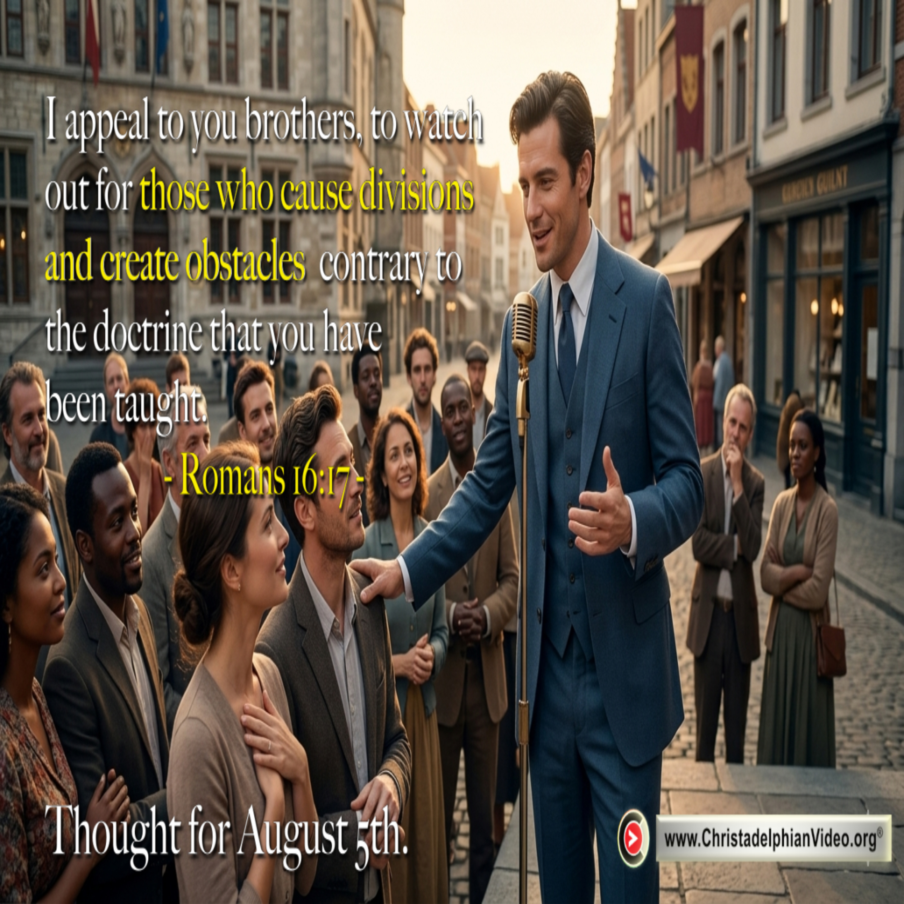 Thought for August 5th. “WHO CAUSE DIVISIONS AND CREATE OBSTACLES” episode artwork