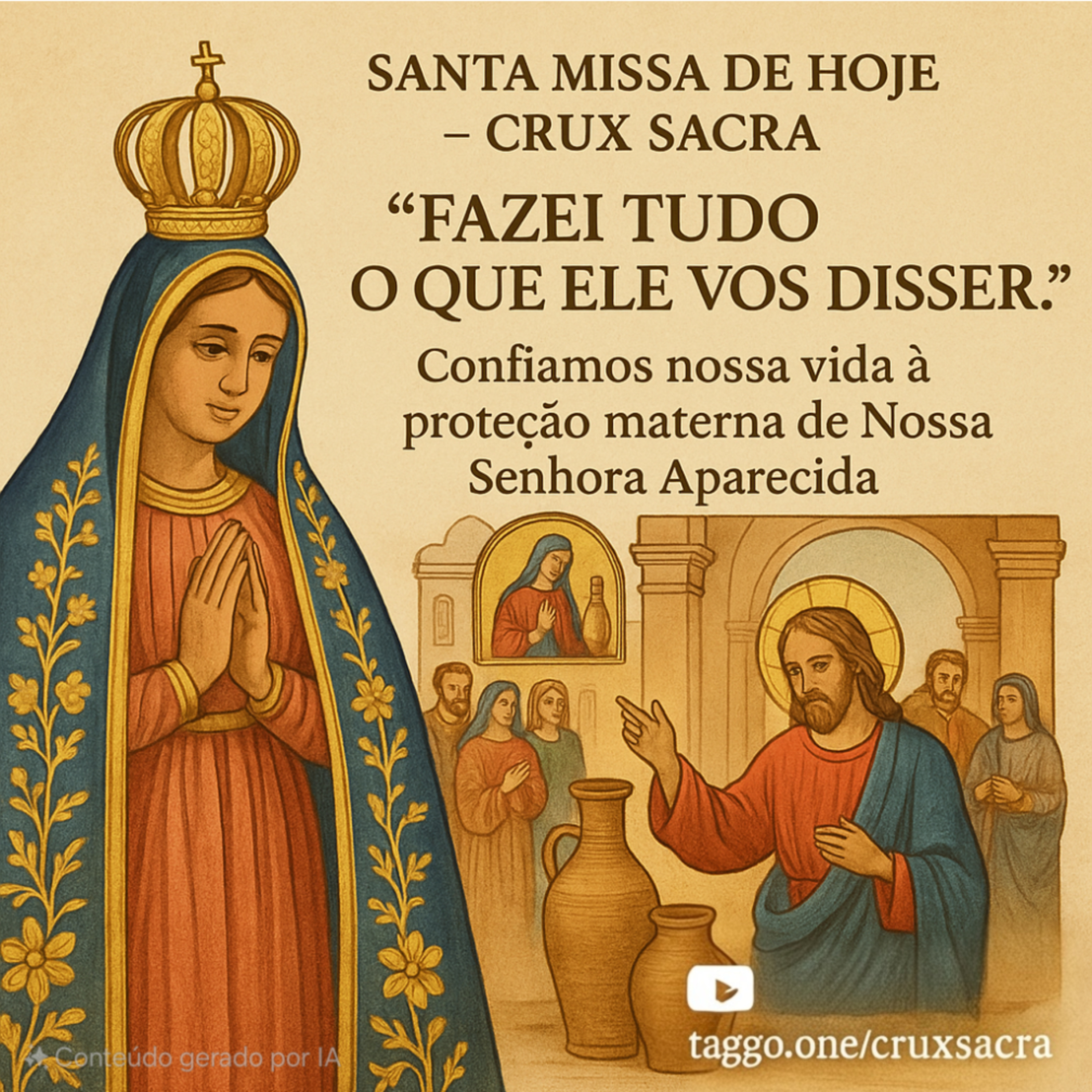 15h - Santa Missa da Solenidade de Nossa Senhora Aparecida para os enfermos e idosos.