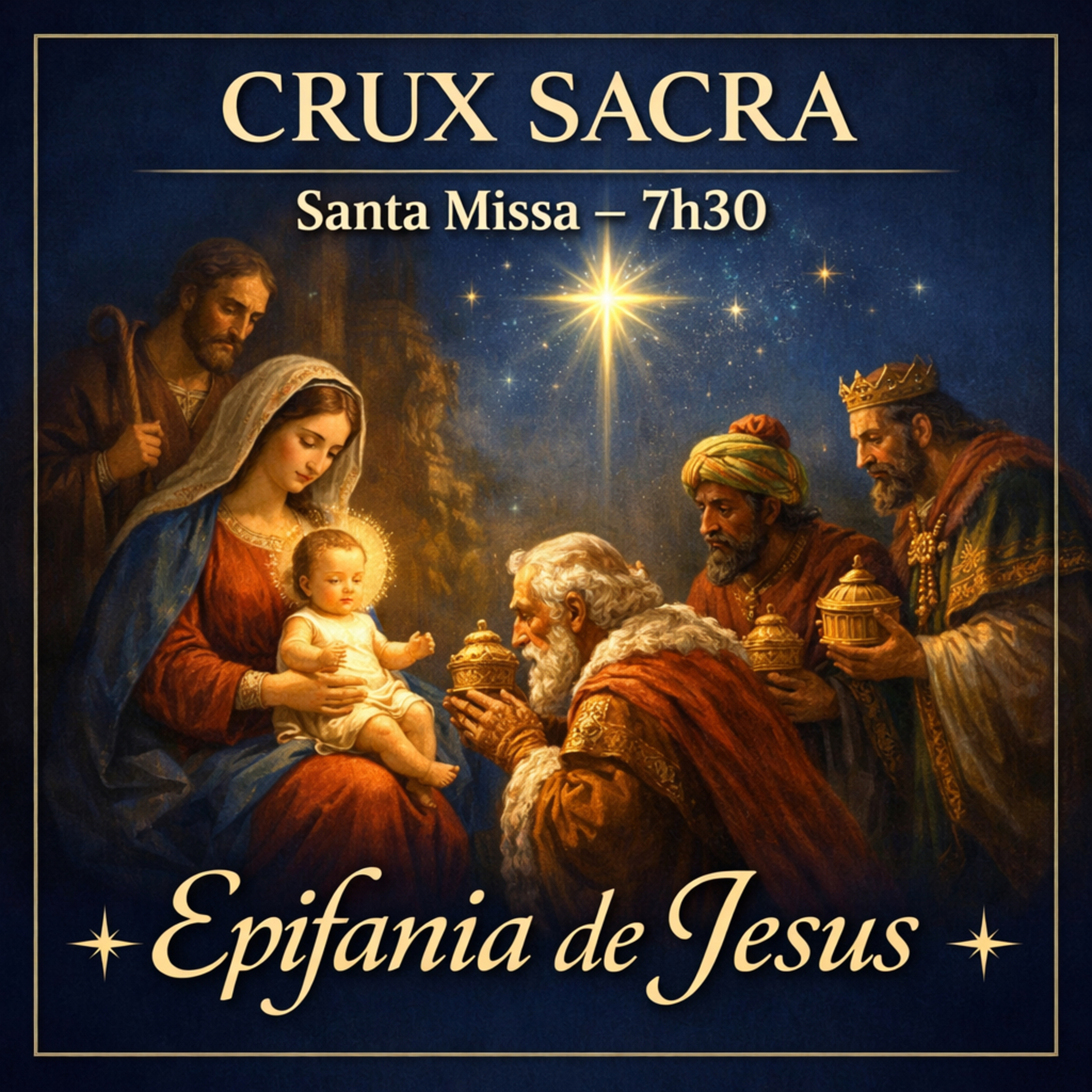 7h30 - Santa Missa da Solenidade da Epifania de Nosso Senhor Jesus Cristo.