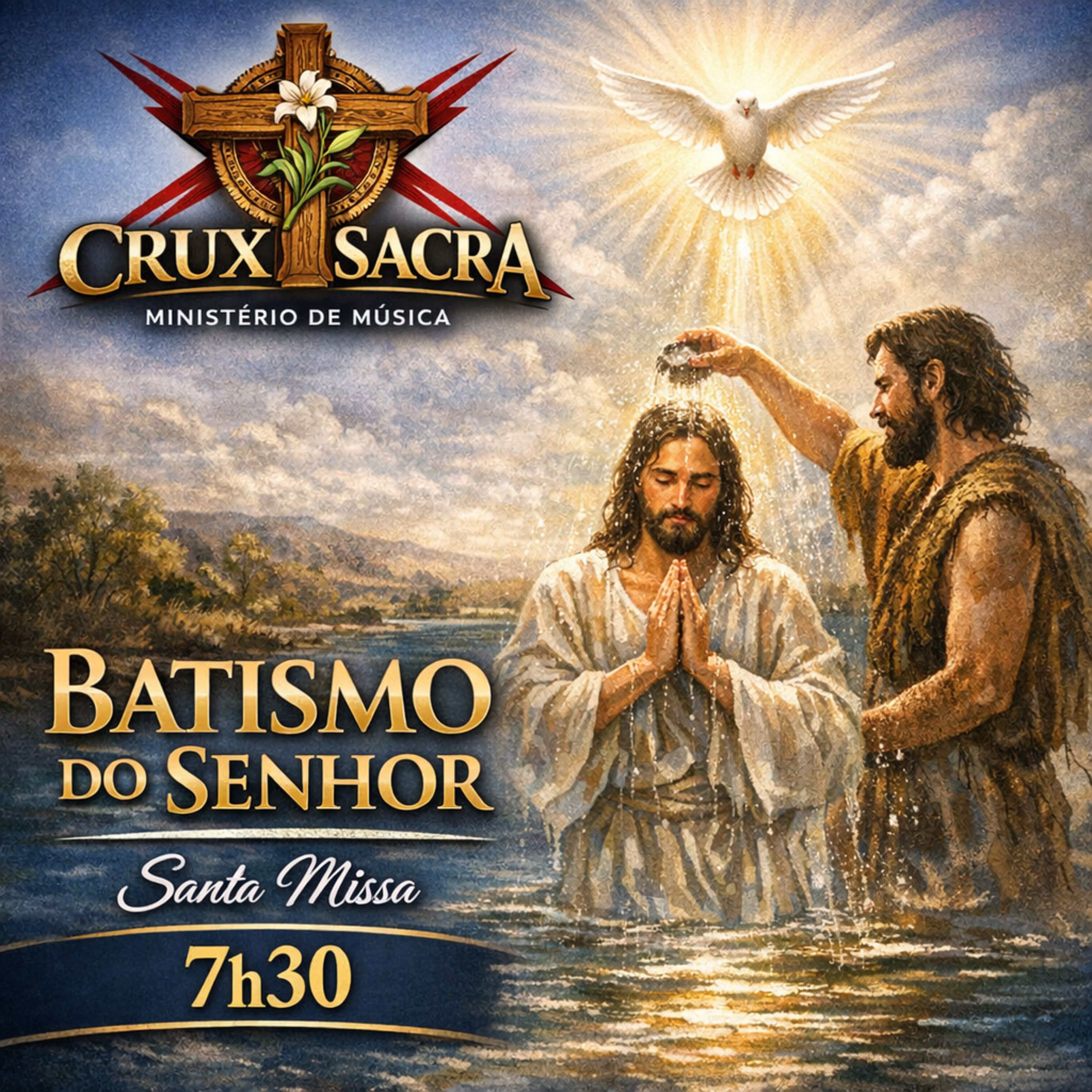 7h30 - Santa Missa da Solenidade do Batismo de Jesus.