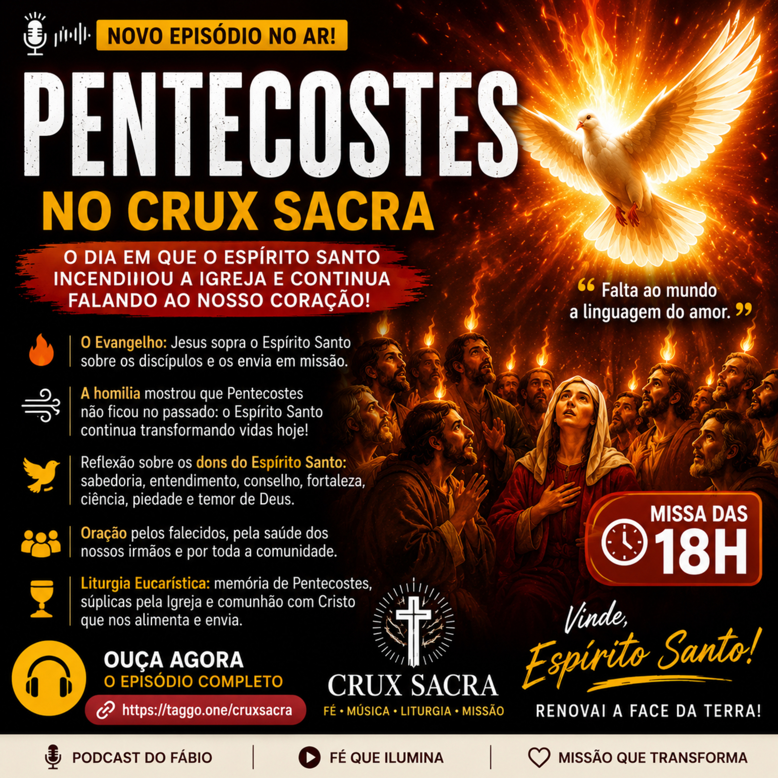 24 de Maio de 2026 - 18h - Santa Missa da Solenidade de Pentecostes 