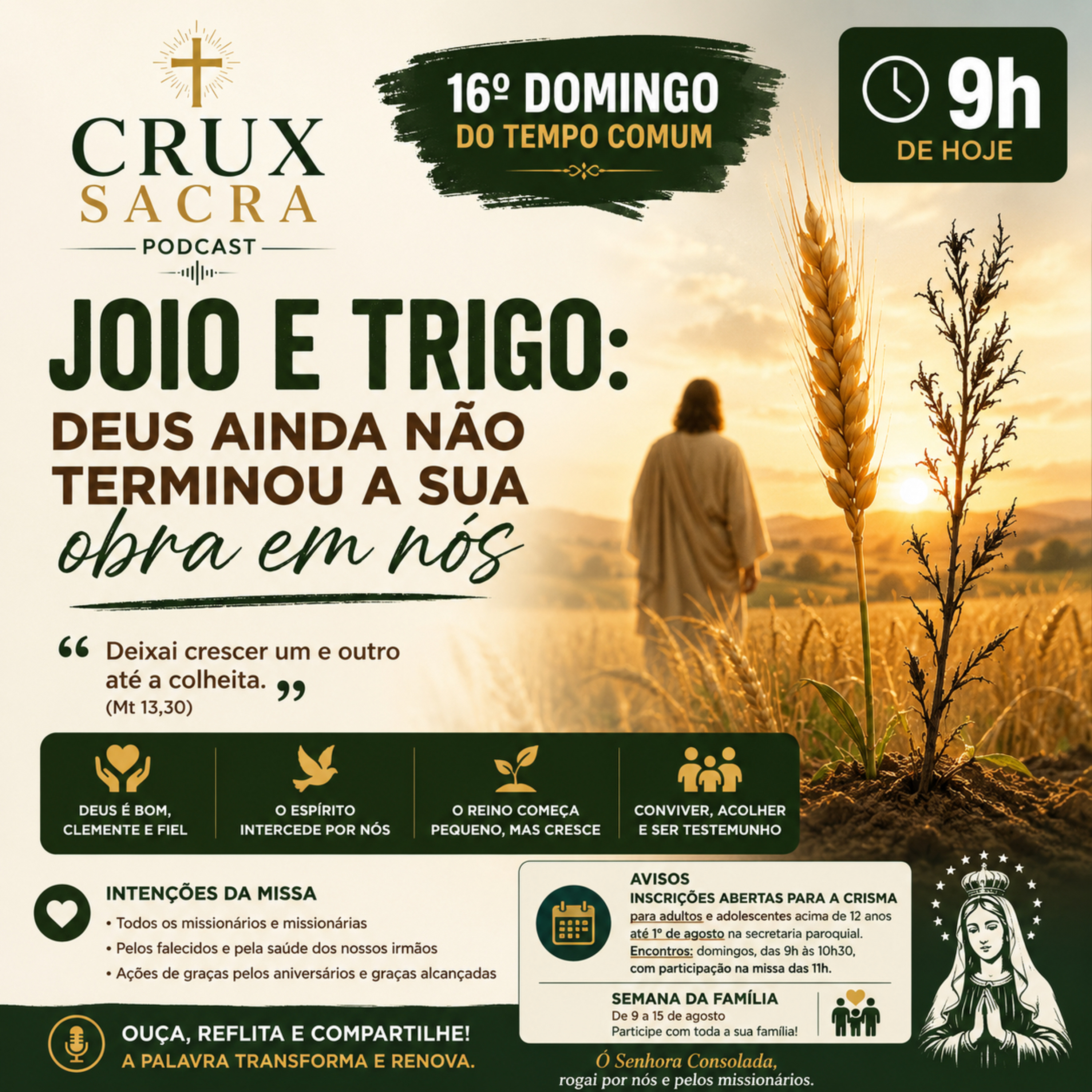 19 de Julho de 2026 - 9h - 16. Domingo Comum