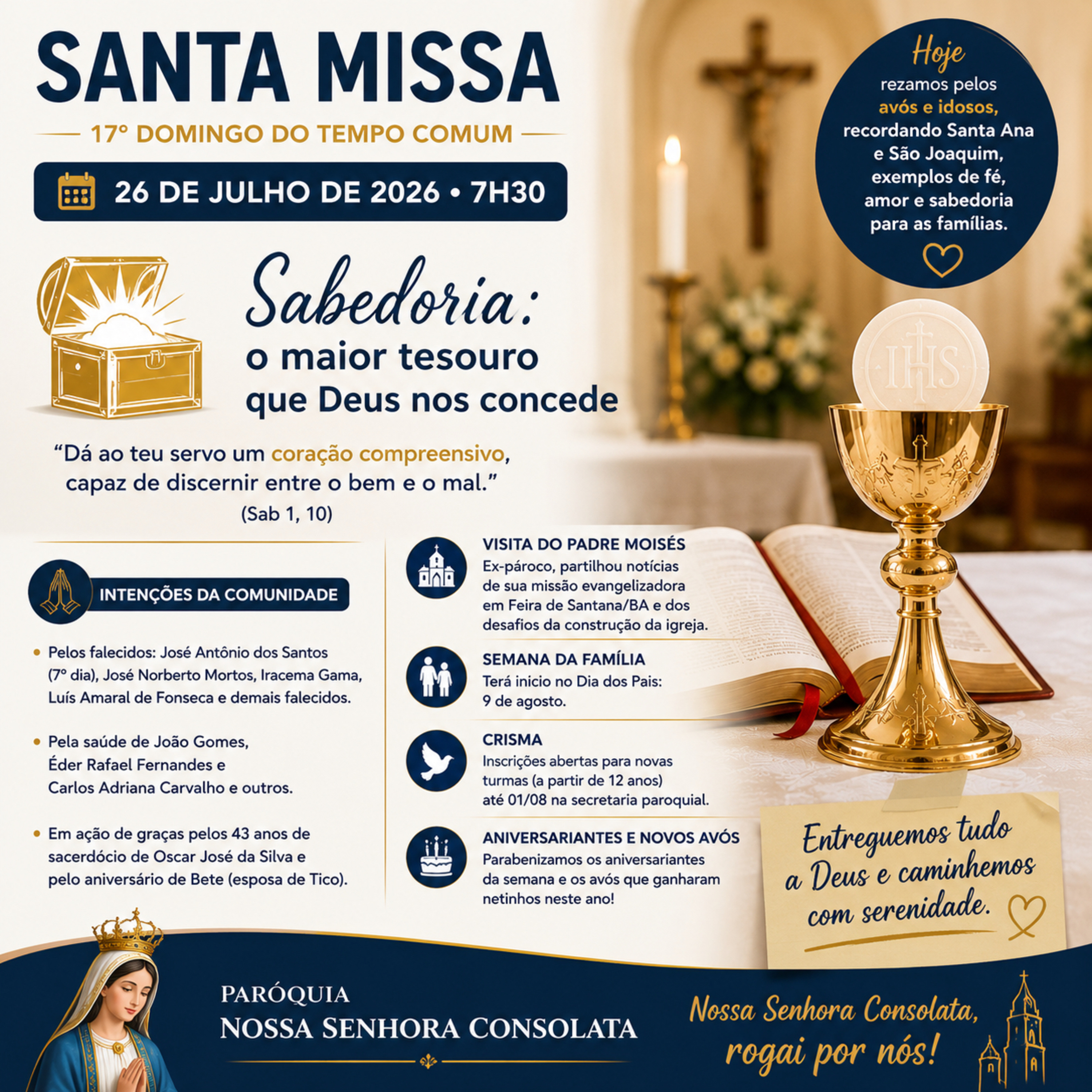 26 de Julho de 2026 - 7h30 -17. Domingo Comum
