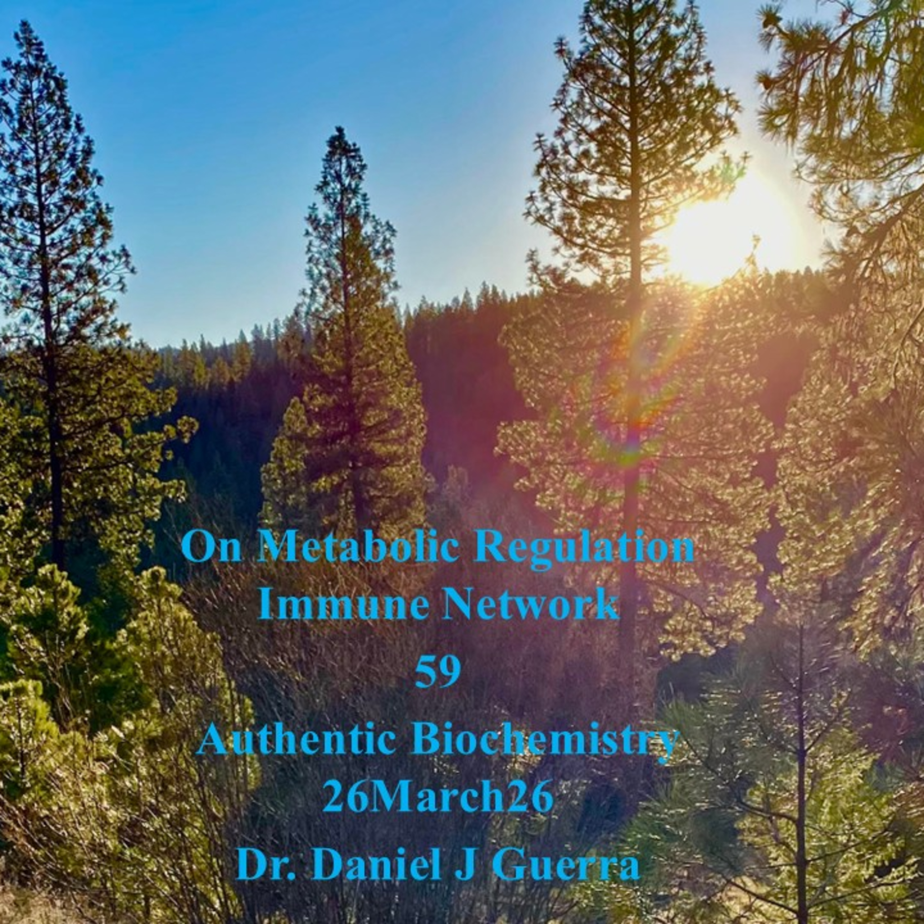 On Metabolic Regulation Immune Network 59 Authentic Biochemistry 26March26 Dr. Daniel J Guerra