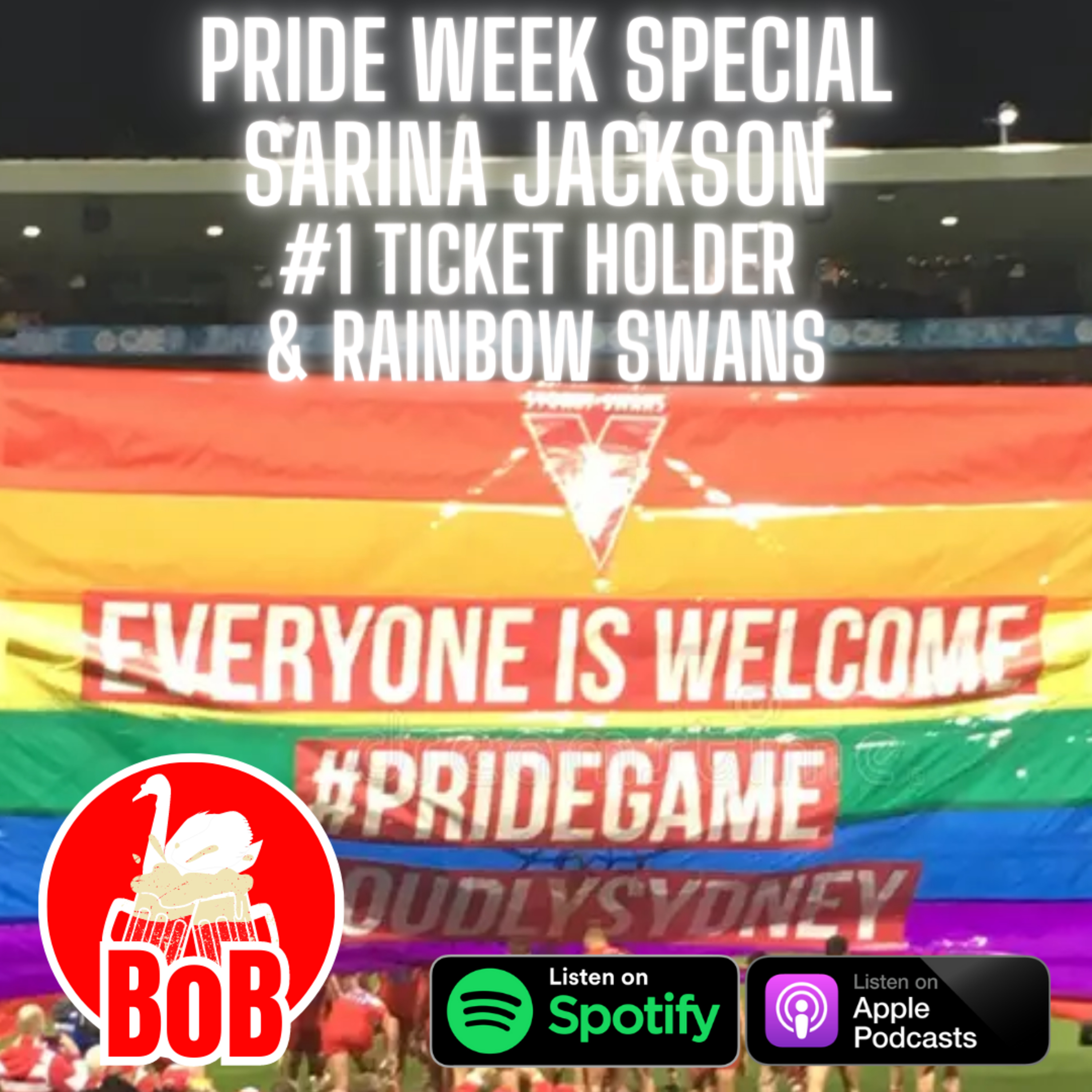 S23: PRIDE ROUND | Interview with Sarina Jackon, 2023 #1 ticket holder and Rainbow Swans episode artwork