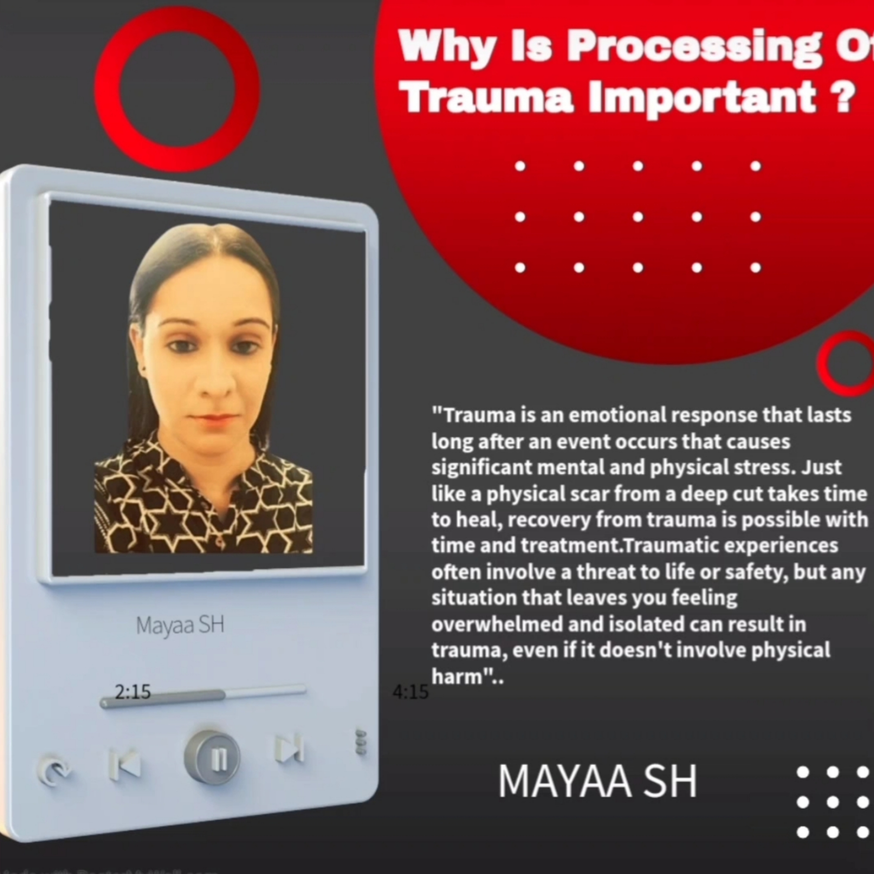 Why Is Processing Trauma Important? | How to process Trauma ? | Audio Podcast | Mayaa SH | INKZOID FOUNDATION. episode artwork