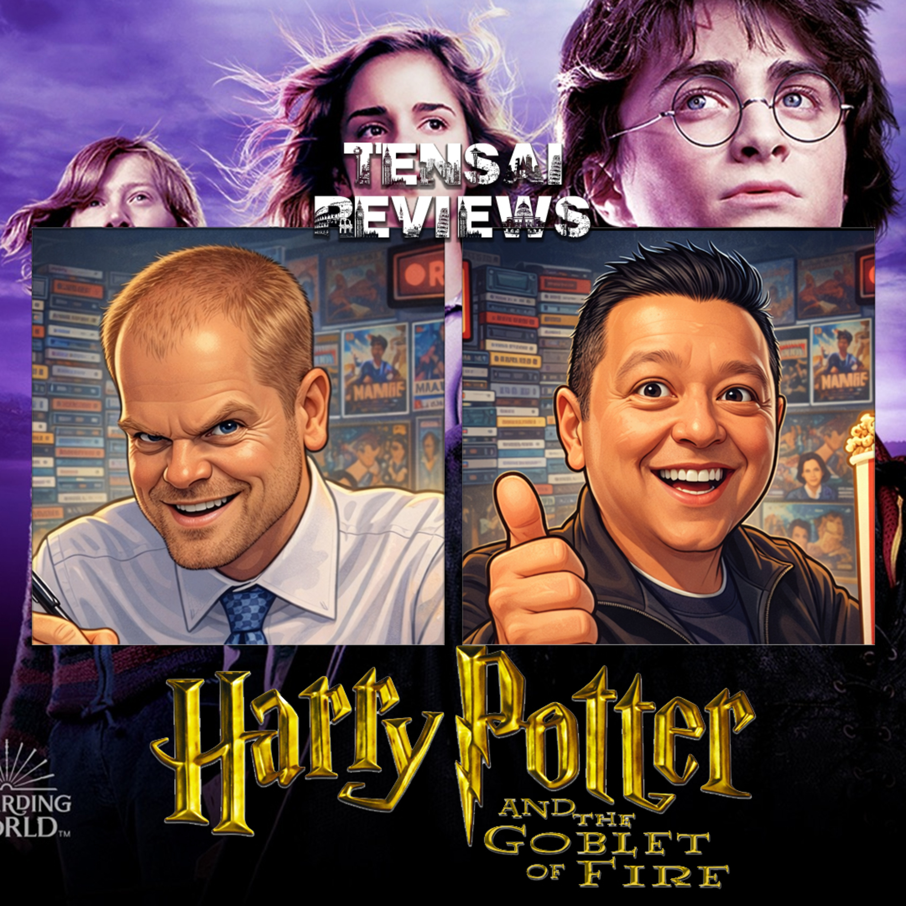 There are 4 Wizards competing in a Triwizard Tournament in Harry Potter and the Goblet of Fire episode artwork