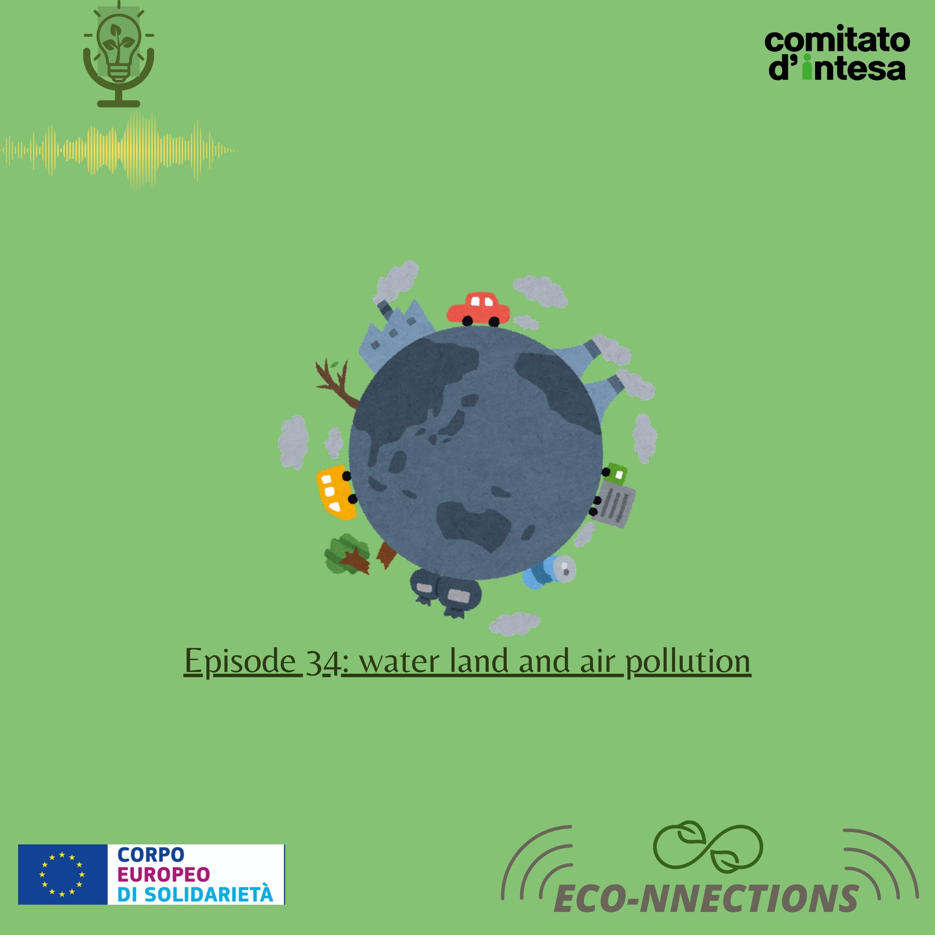 water, land and air pollution episode artwork