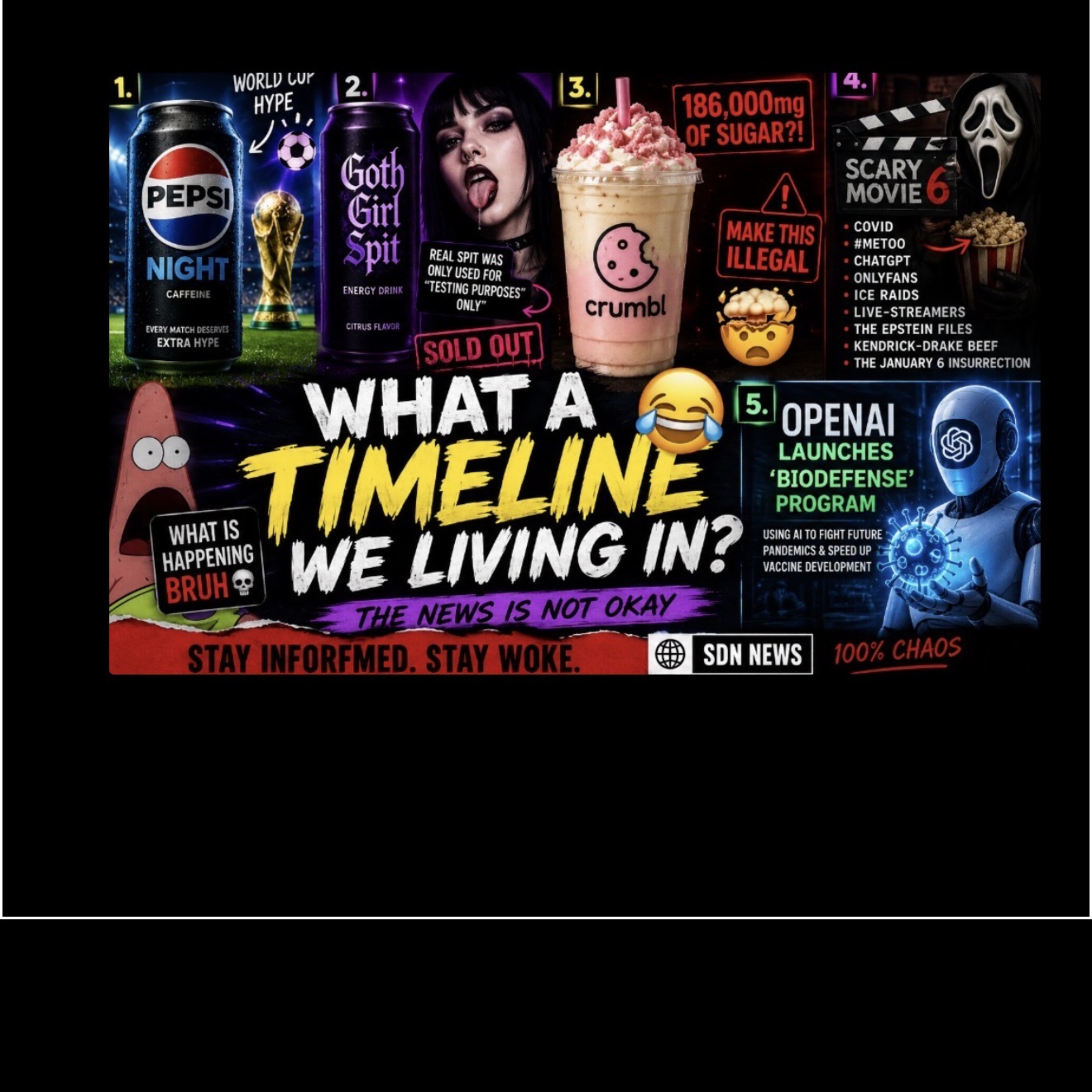 Bro What Timeline Are We In?! Pepsi After Dark, Goth Girl Spit & AI Fighting Pandemics episode artwork