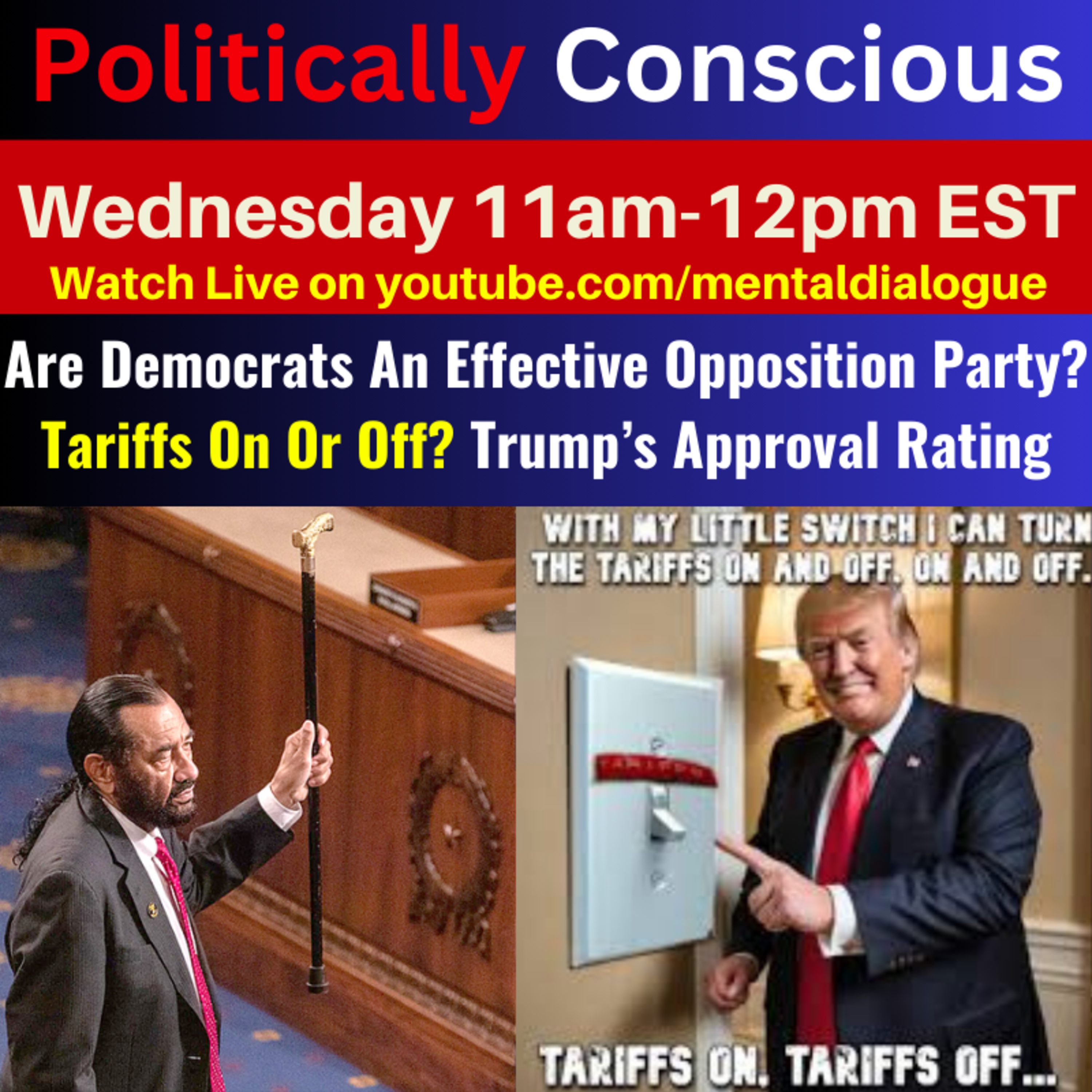 Democrats Effective Opposition Or Not? Trumps Tariffs Off Or On? Politically Conscious Ep. 18 episode artwork