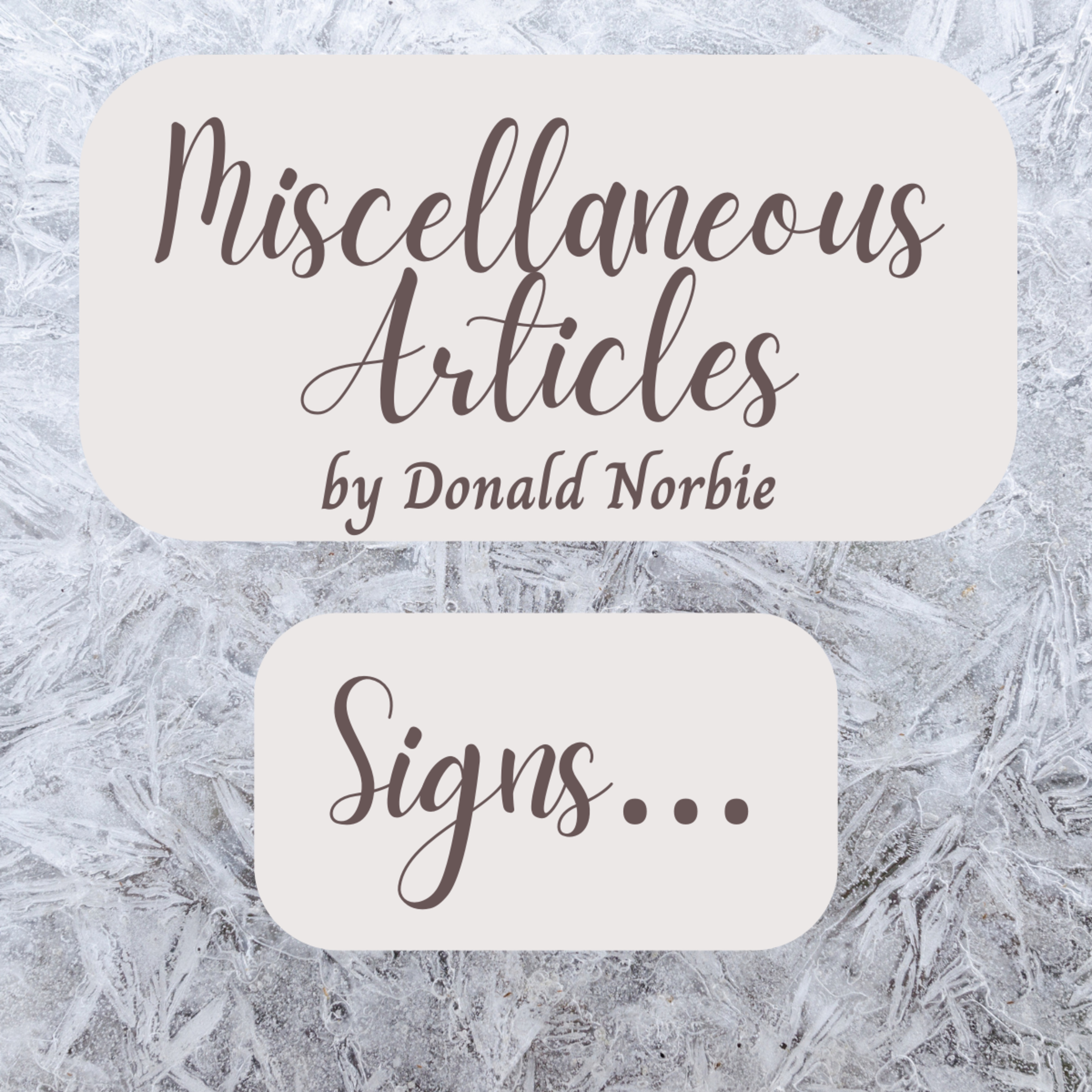 Miscellaneous Articles by Donald Norbie, Signs… episode artwork