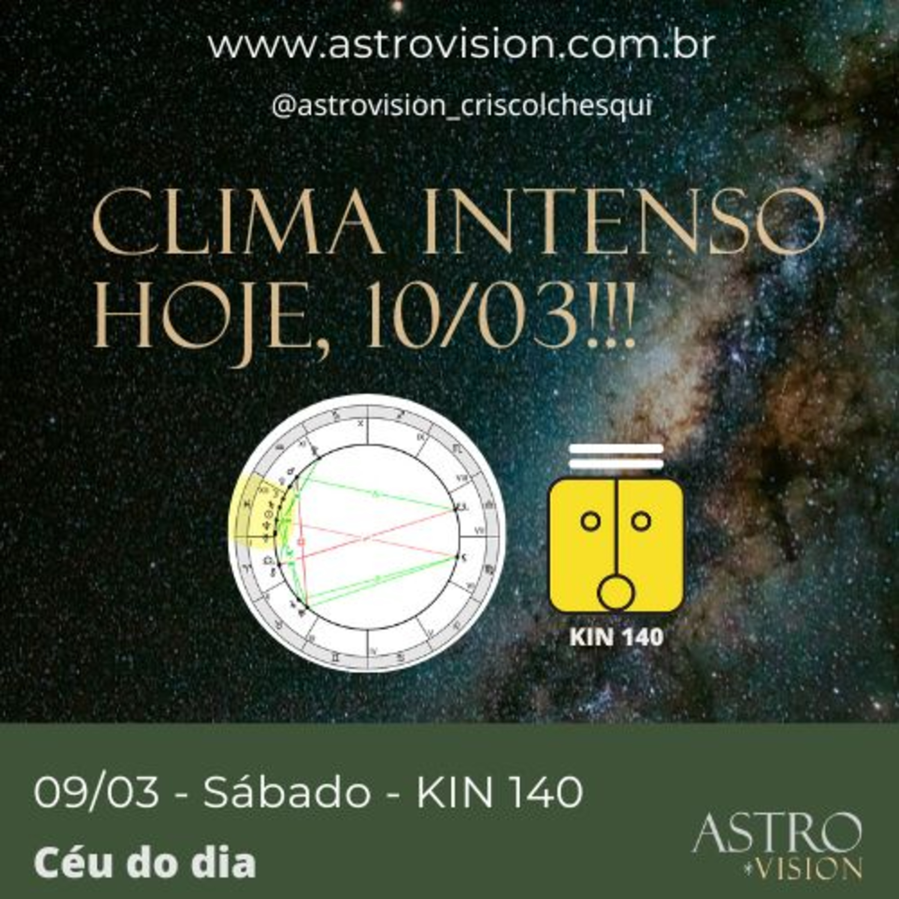 Astrologia - Previsão do Dia 09/03/24 - Sábado - Kin 140