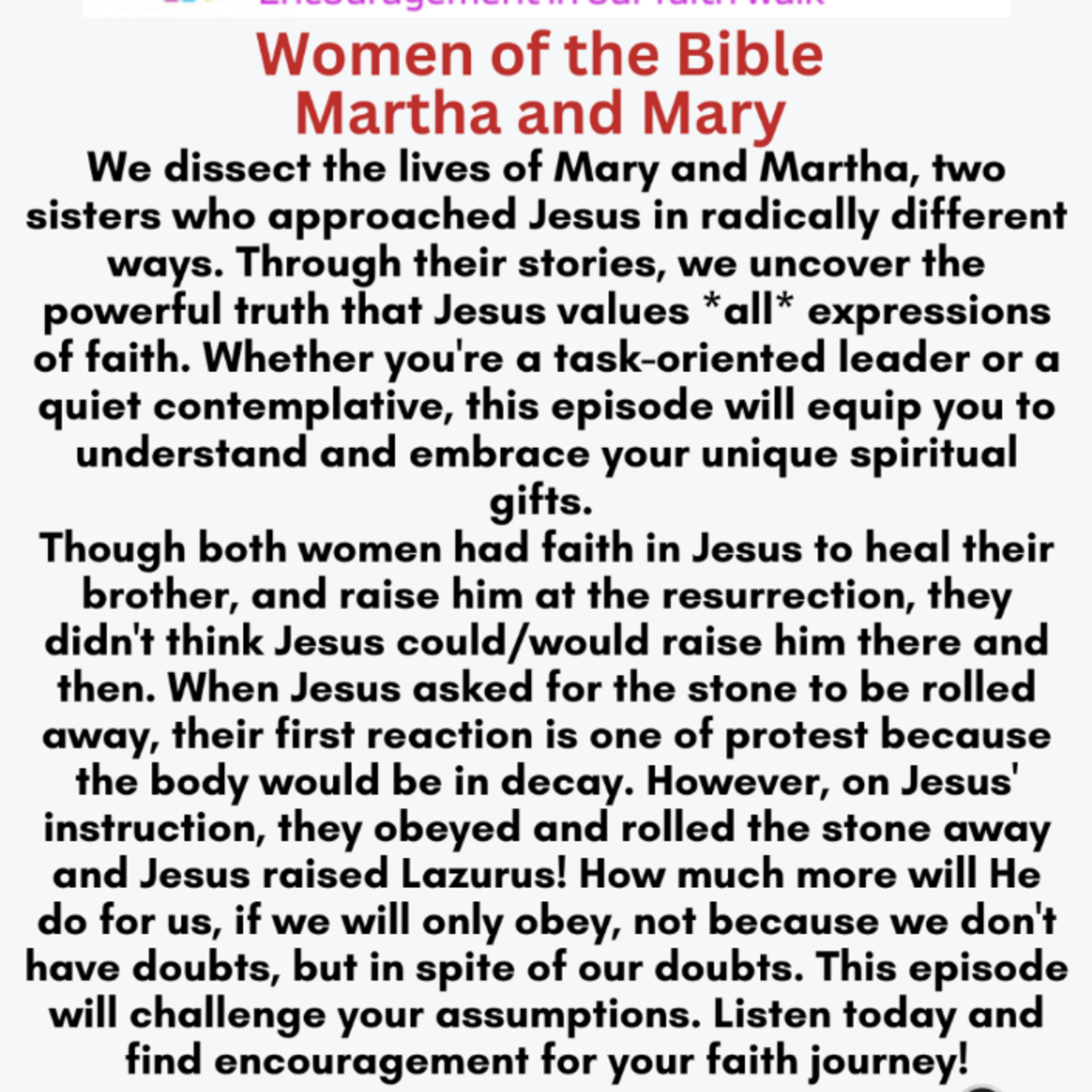 Women of the Bible - Martha and Mary