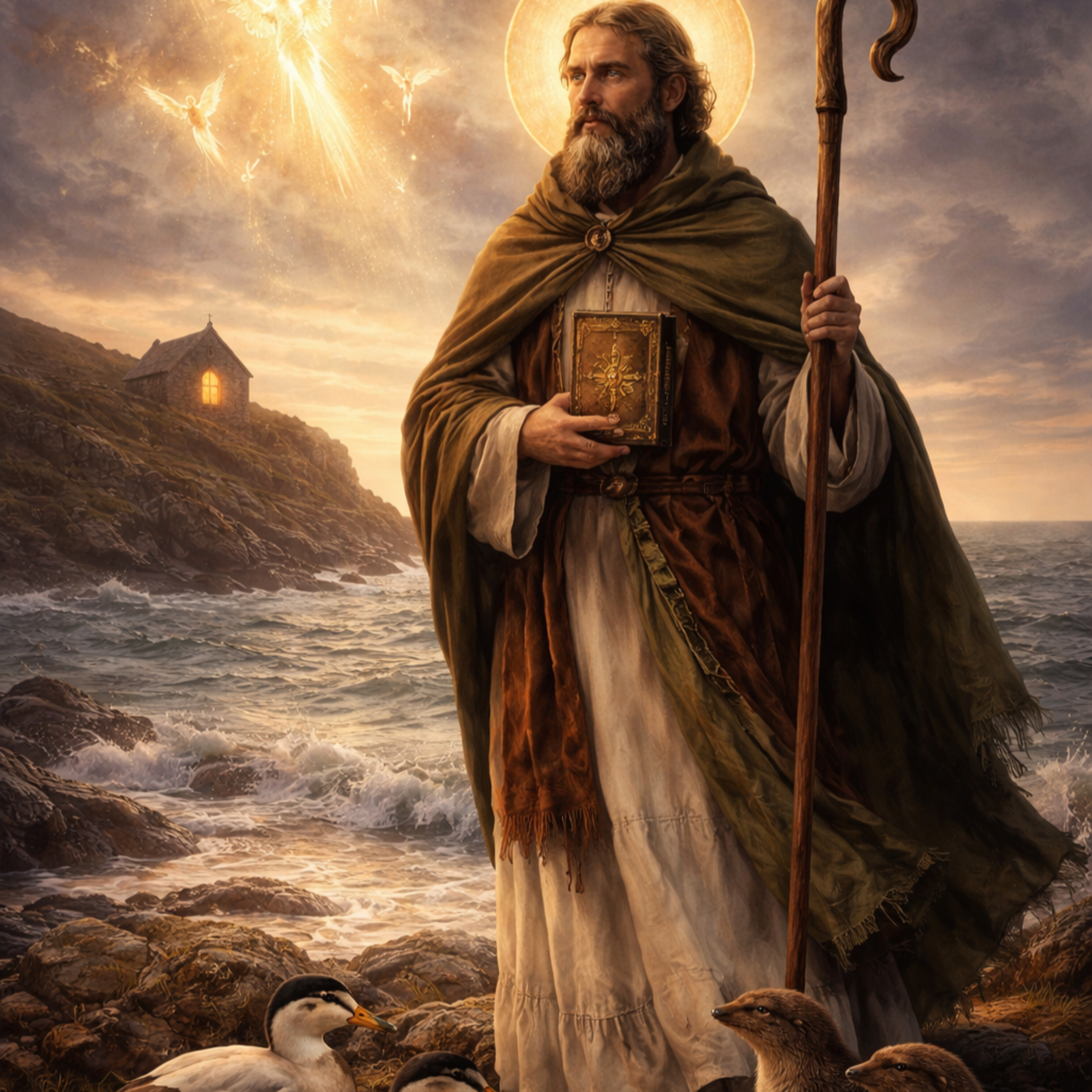 Time between Times Storytellling with Owen Staton. The Trials of St Cuthbert episode artwork