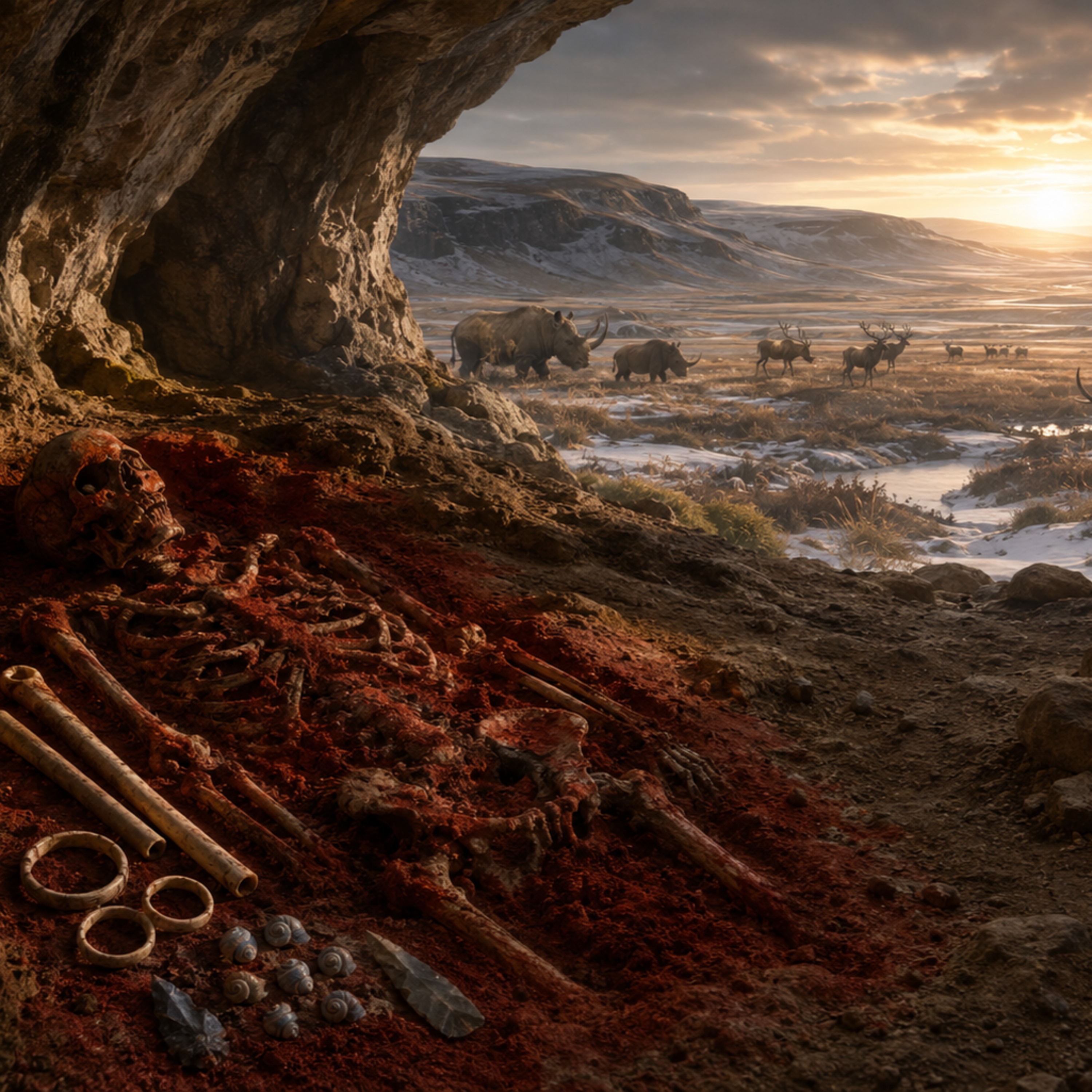 Time between Times Storytelling with Owen Staton. The Red Lady of Paviland episode artwork