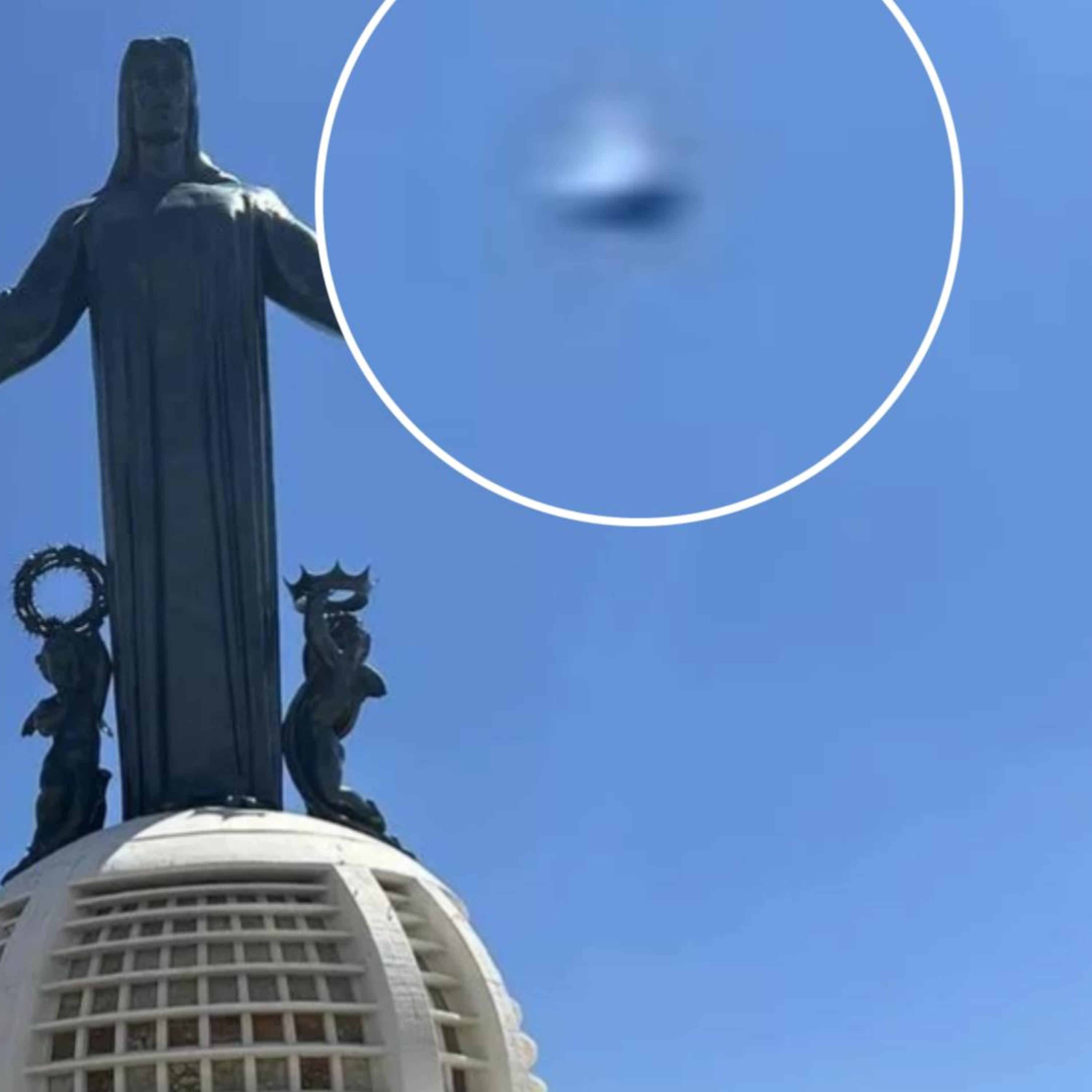 Saturn-Shaped UFO Appears in Sky Near Jesus Statue During Religious Ceremony in Mexico City