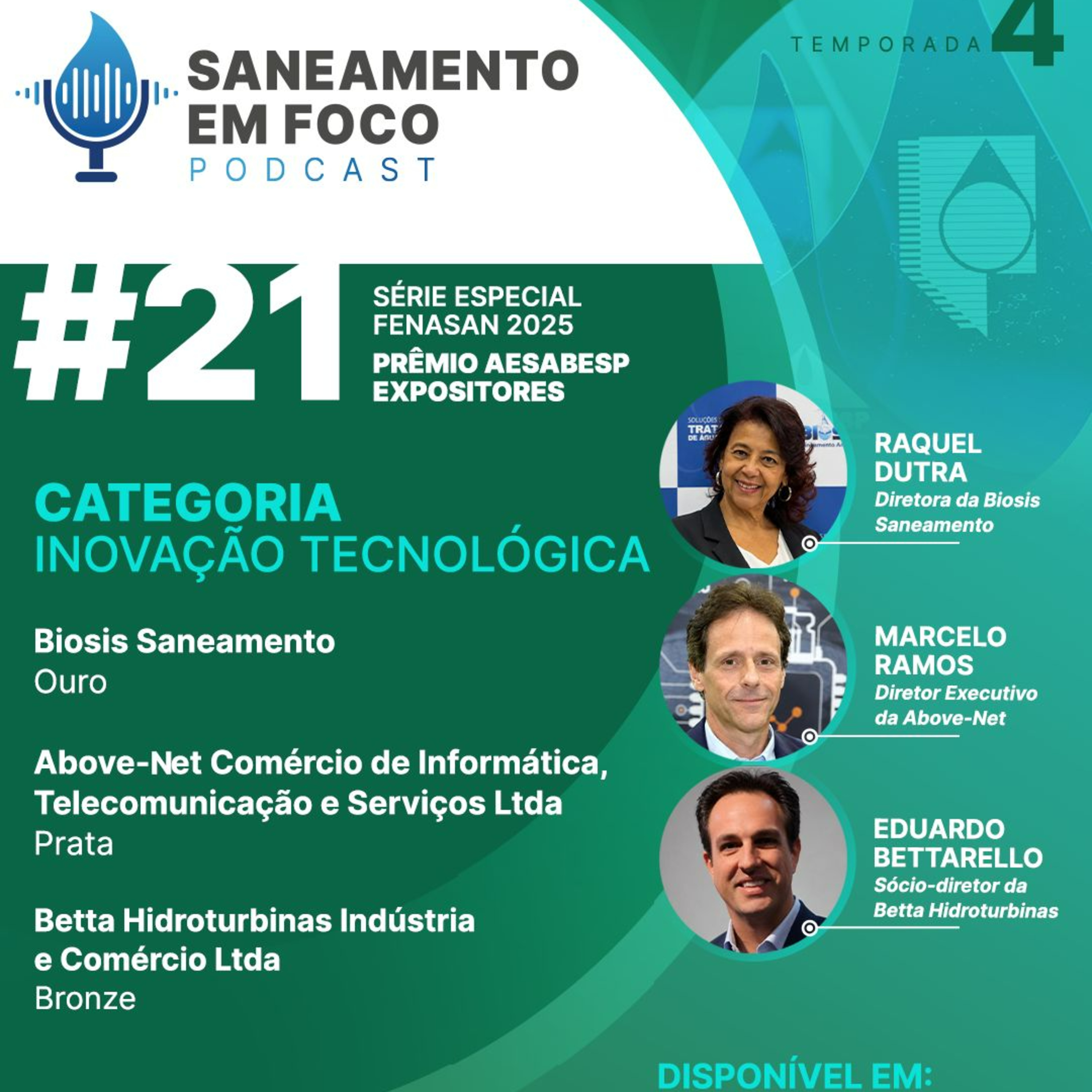 #21: Prêmio AESabesp para Expositores/Fenasan 2025 (Biosis Saneamento, Above-Net e Betta Hidroturbinas) episode artwork