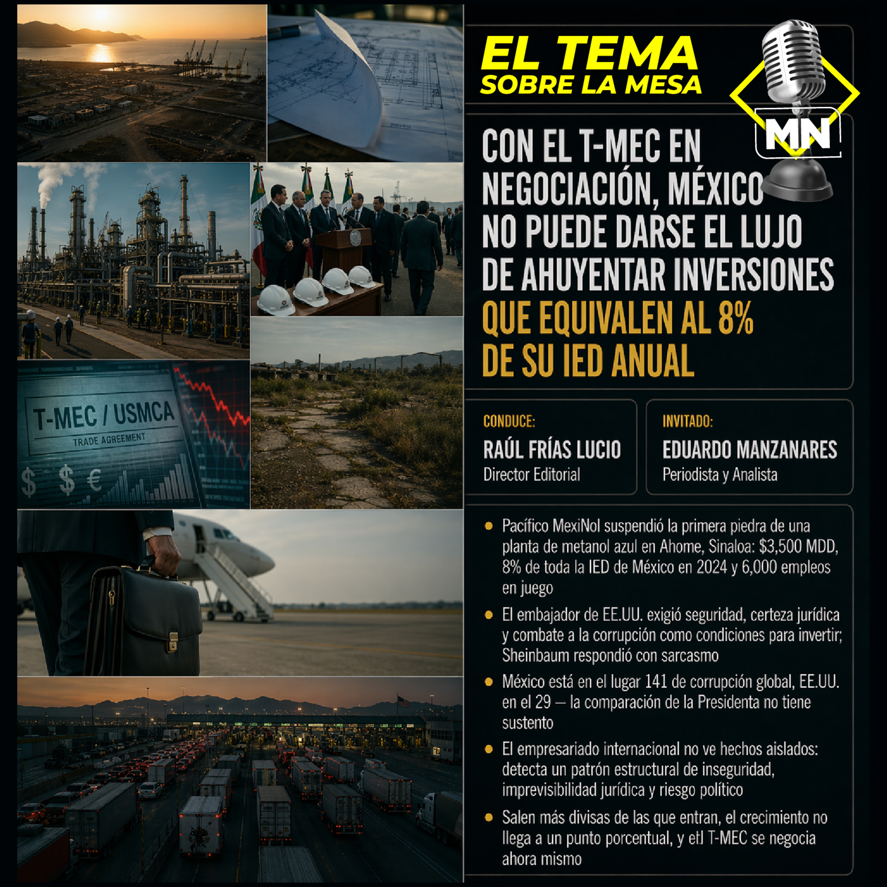 CON EL T-MEC EN NEGOCIACIÓN, MÉXICO NO PUEDE DARSE EL LUJO DE AHUYENTAR INVERSIONES QUE EQUIVALEN AL 8% DE SU IED ANUAL episode artwork