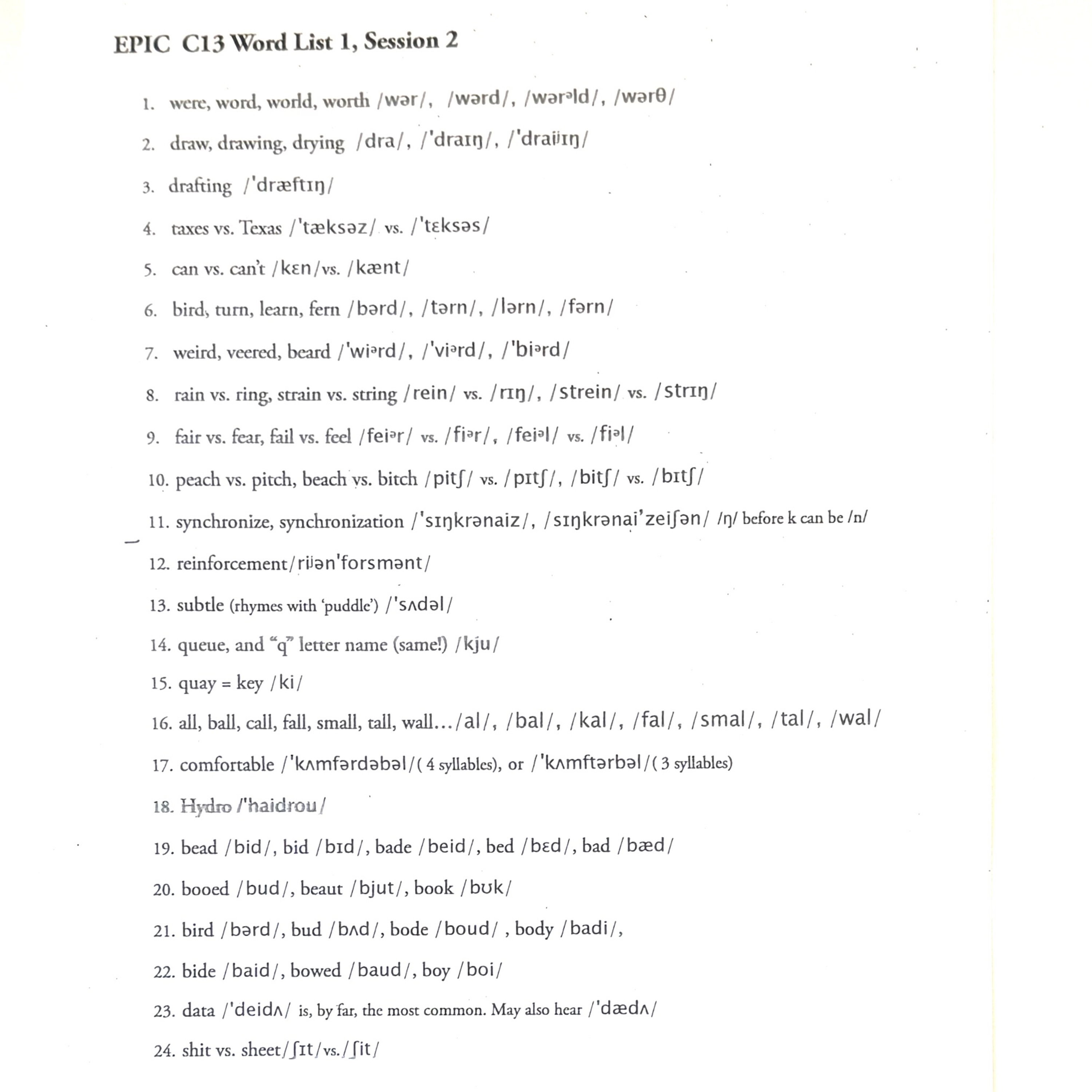 C13, Word List 1 episode artwork