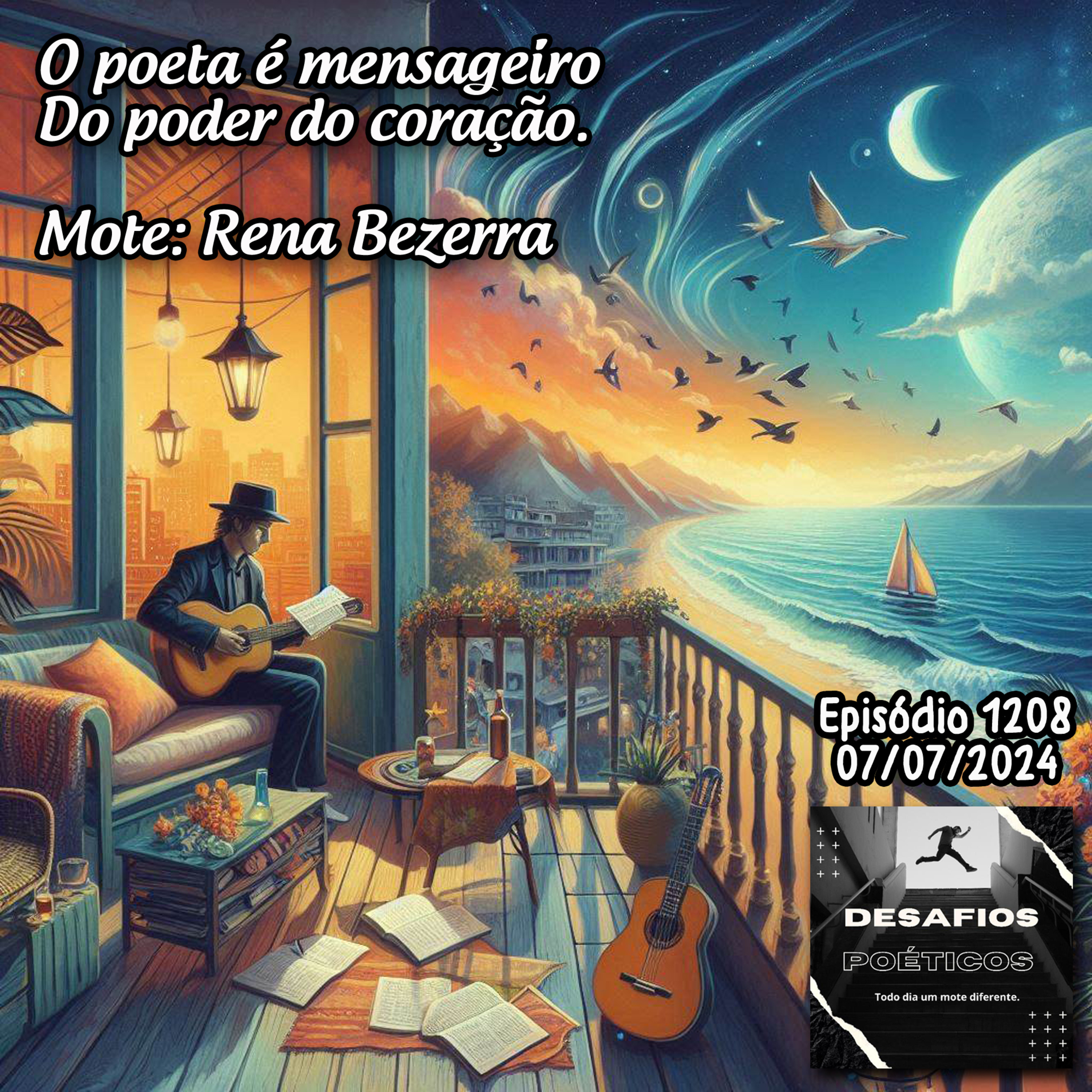 O poeta é mensageiro, do poder do coração. Mote: Rena Bezerra #1208