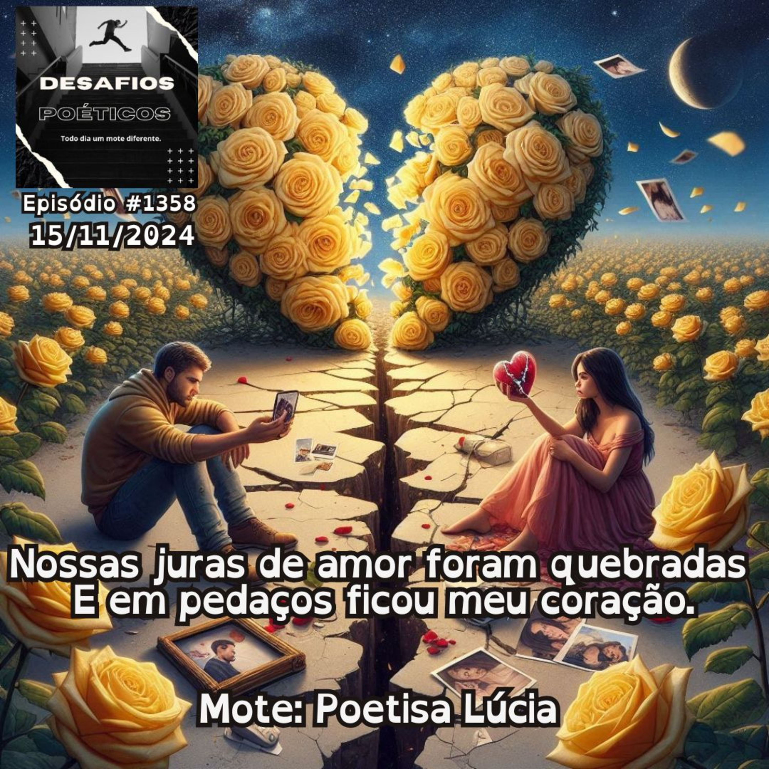 Nossas juras de amor foram quebradas, e em pedaços ficou meu coração. Mote: Poetisa Lúcia. #1358