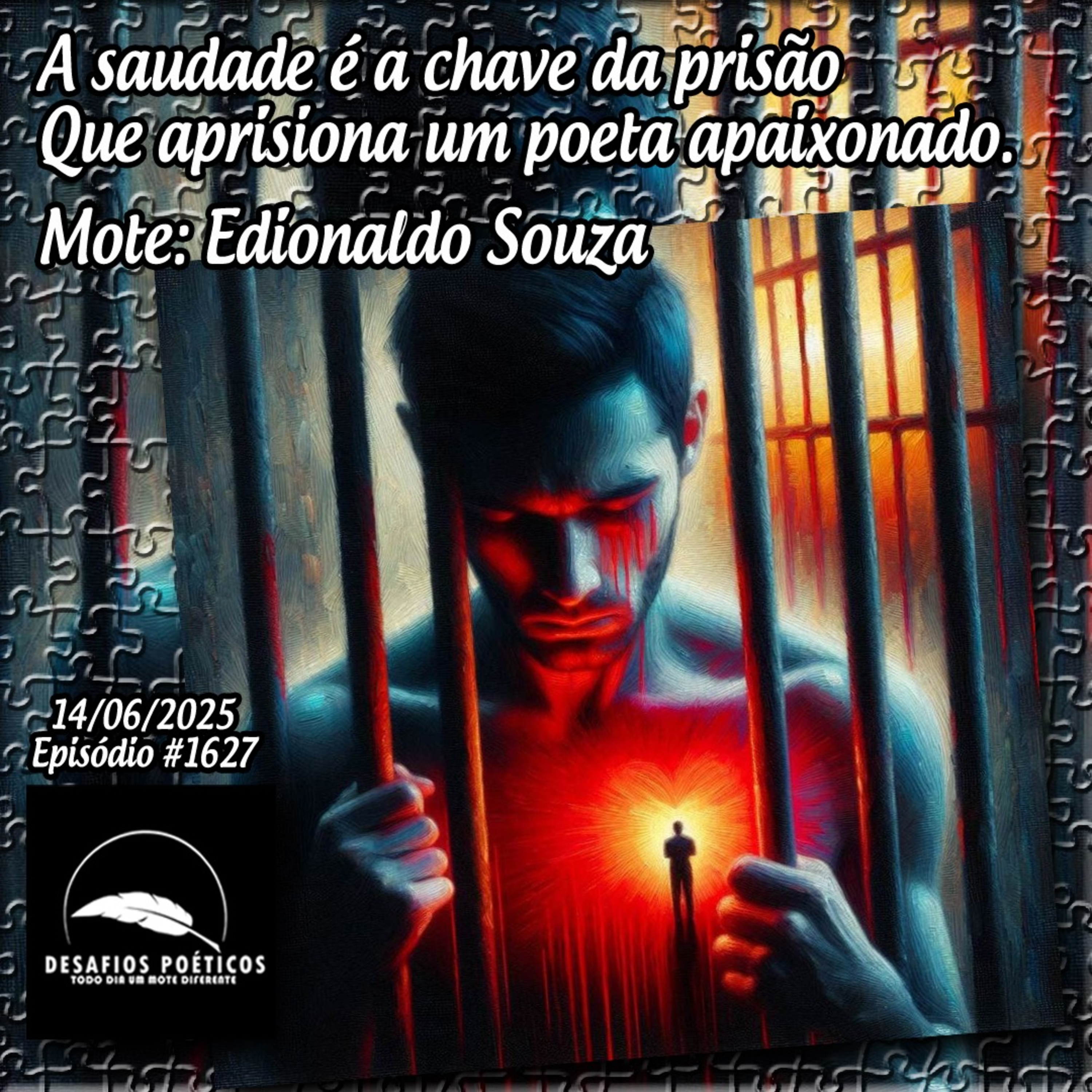 A saudade é a chave da prisão, que aprisiona um poeta apaixonado. Mote: Edionaldo Souza. #1627