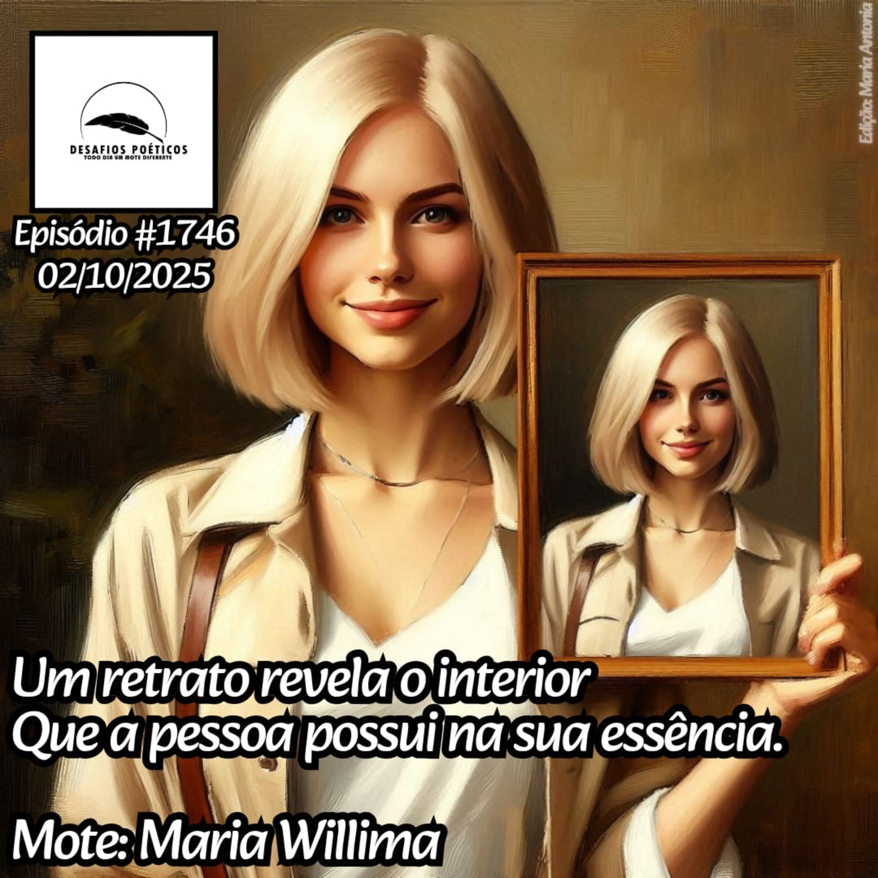 Um retrato revela o interior, que a pessoa possui em sua essência. Mote: Maria Willima. #1746. episode artwork