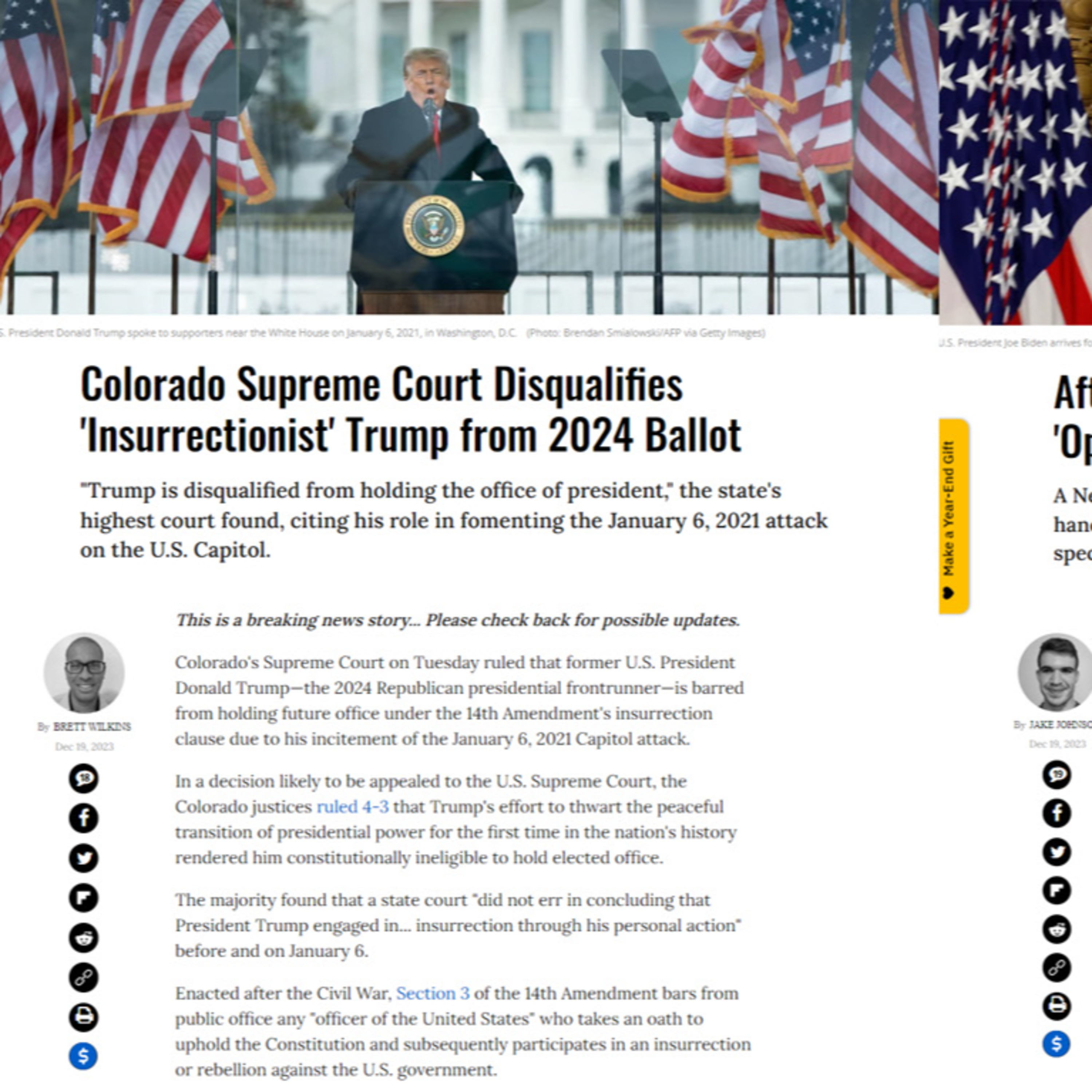 Trump was disqualified in Colorado. Will Biden change his tune after a terrible poll?