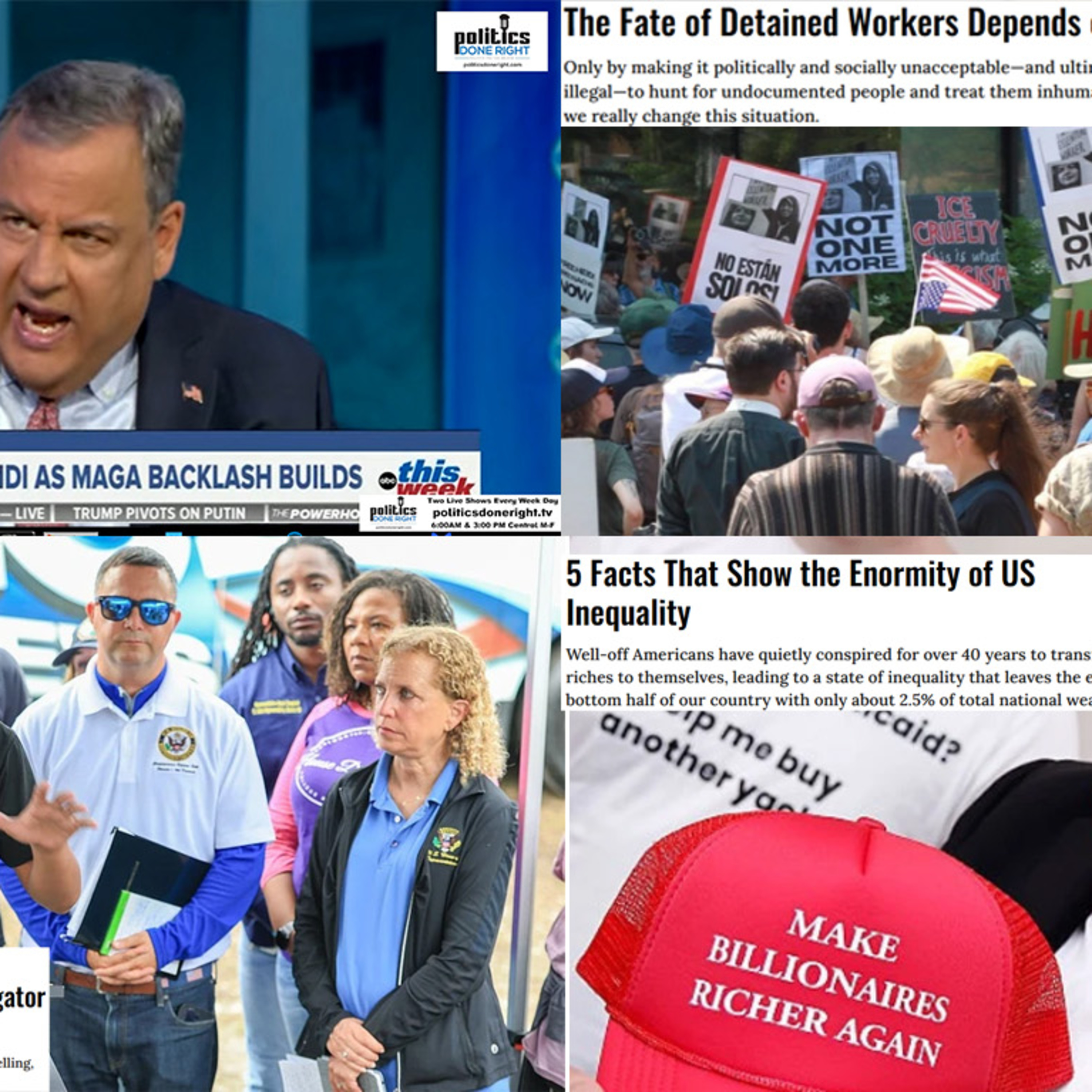 Internment Camp Alligator Alcatraz. Christie calls out ABC Host. Inequality enormity. Undocumented.