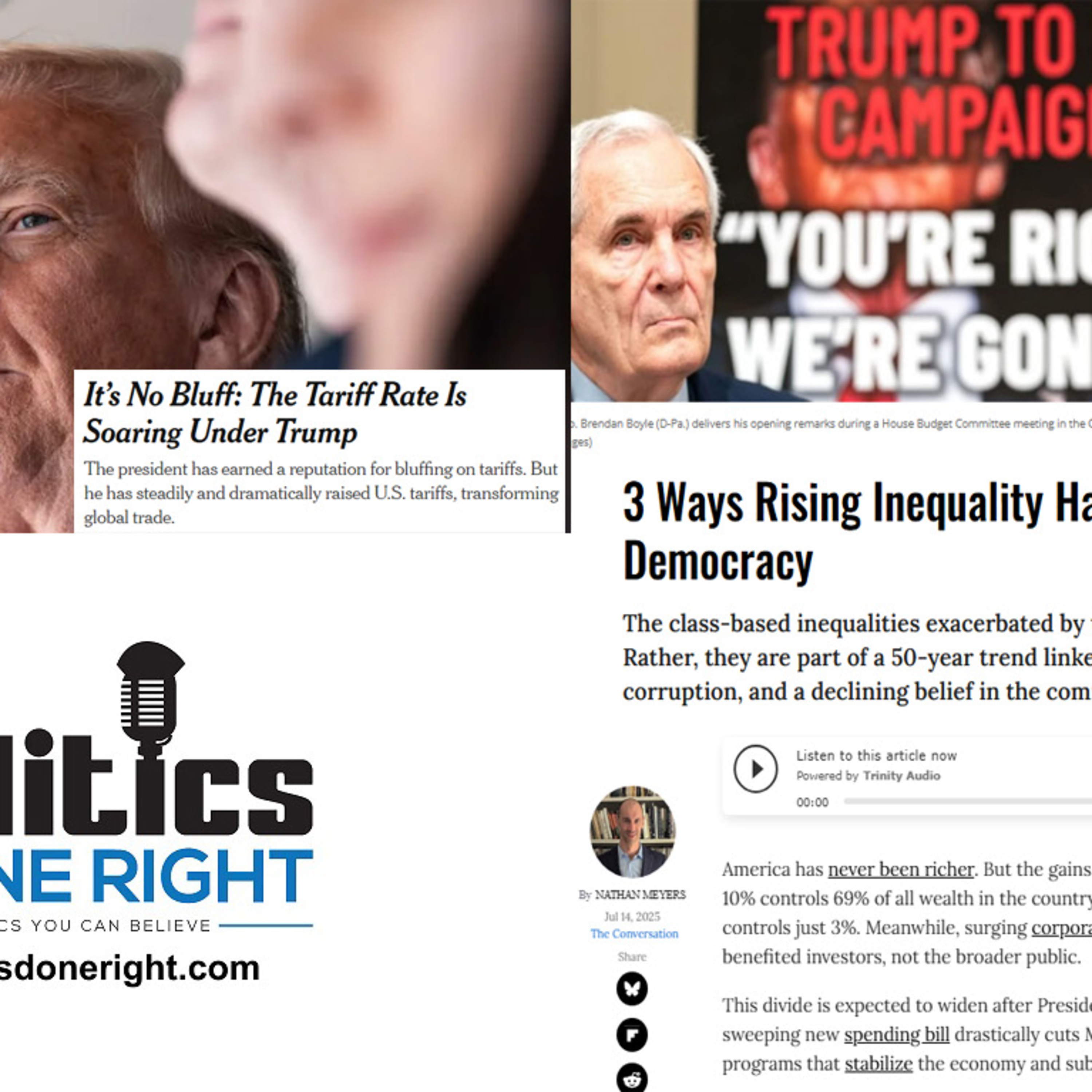 3 ways rising inequality has weakened US Democracy. The dirty little secret on tariffs.