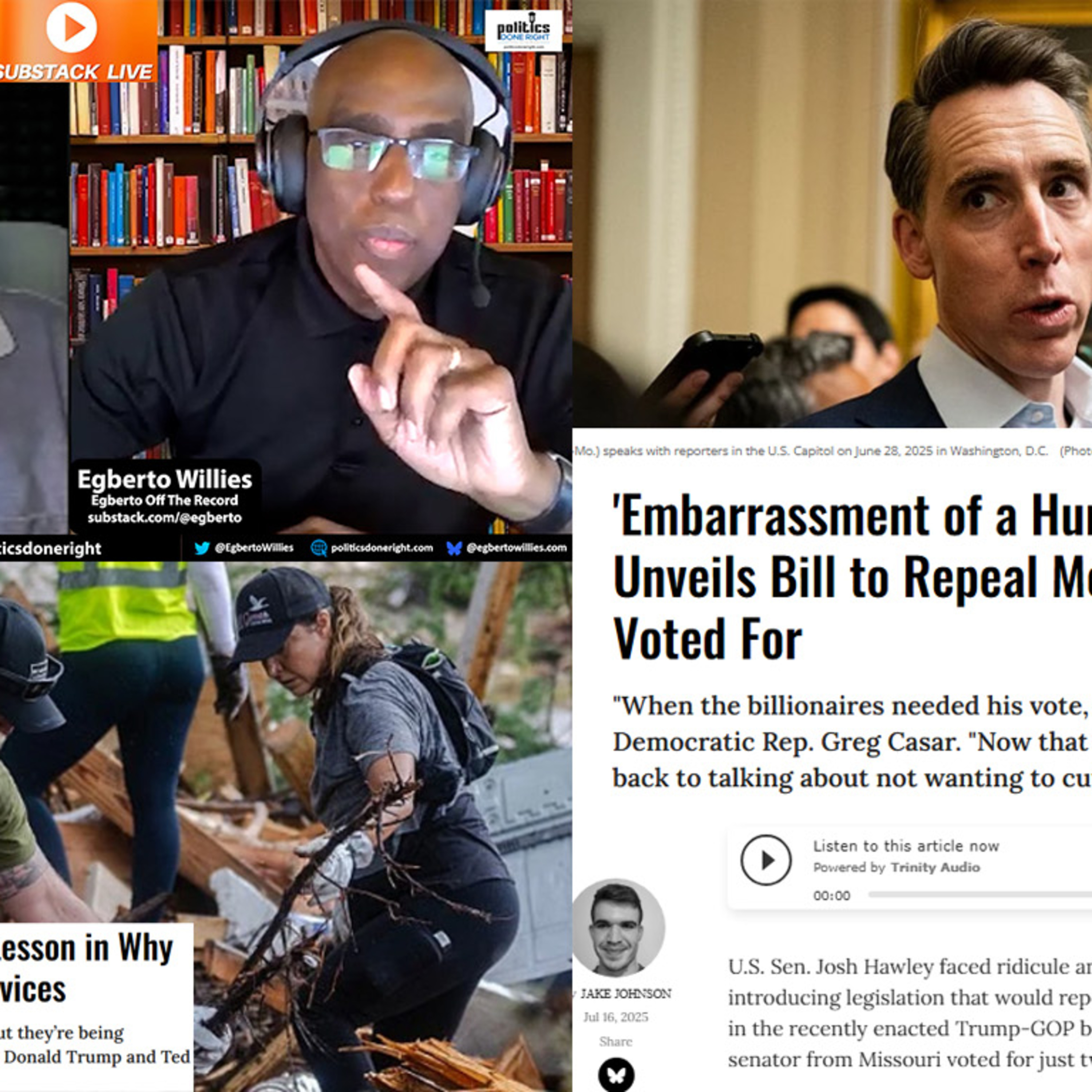 Hawley thinks Dems are fools. Lev Parnas, former Trump campaign operative speaks. TX flood tells ..