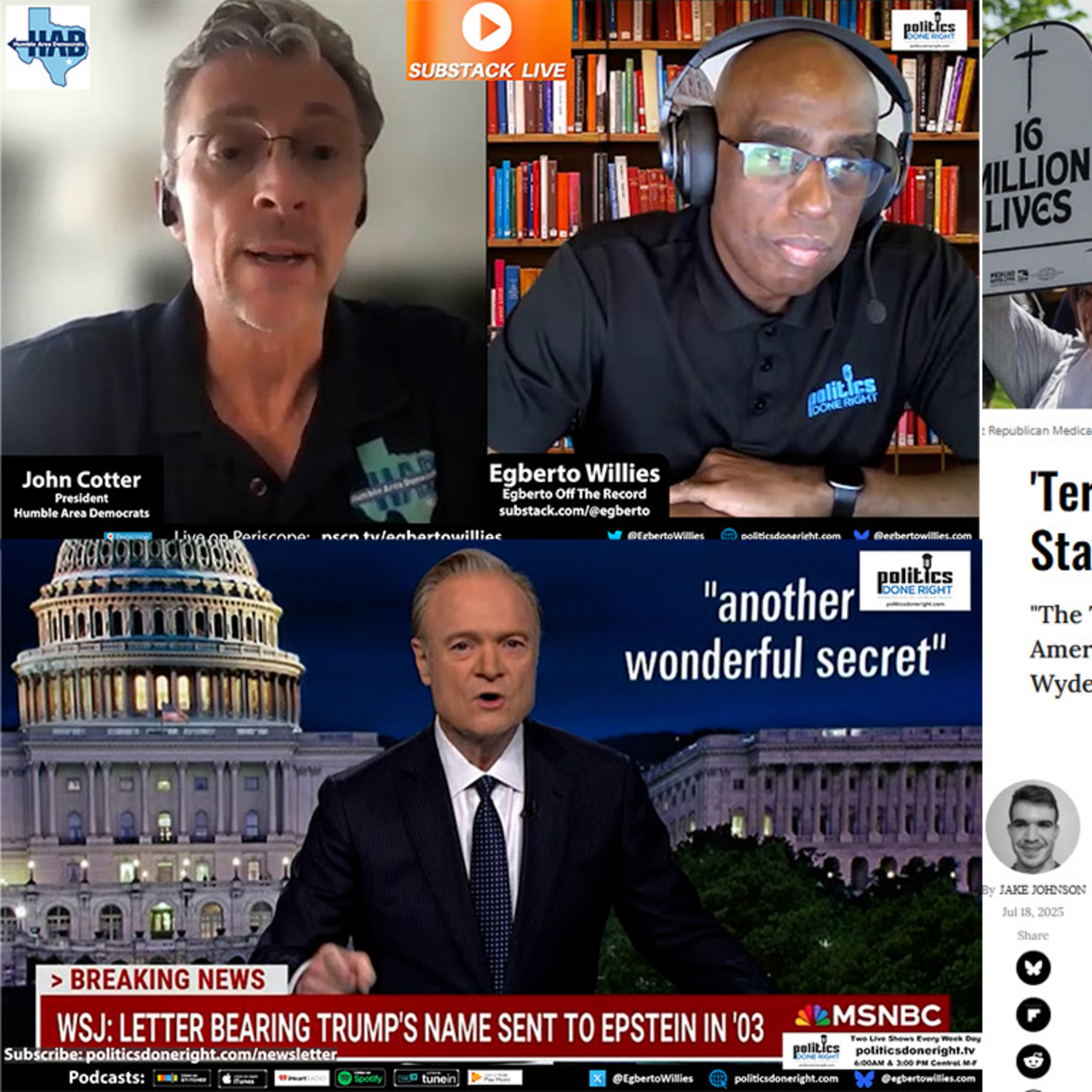 This is how we stop Texas redistricting. The Epstein distraction. Kids kicked off Medicare.