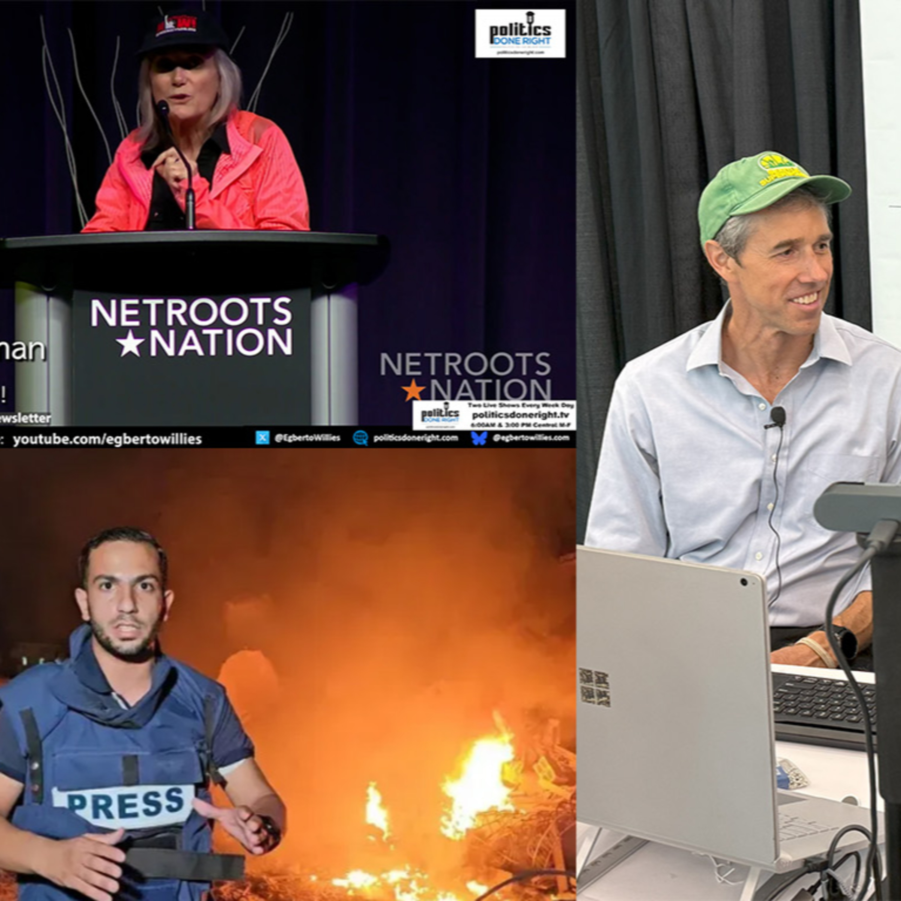Beto O'Rourke tells Dems to throw the 1st punch. Amy Goodman advocates for independent media.